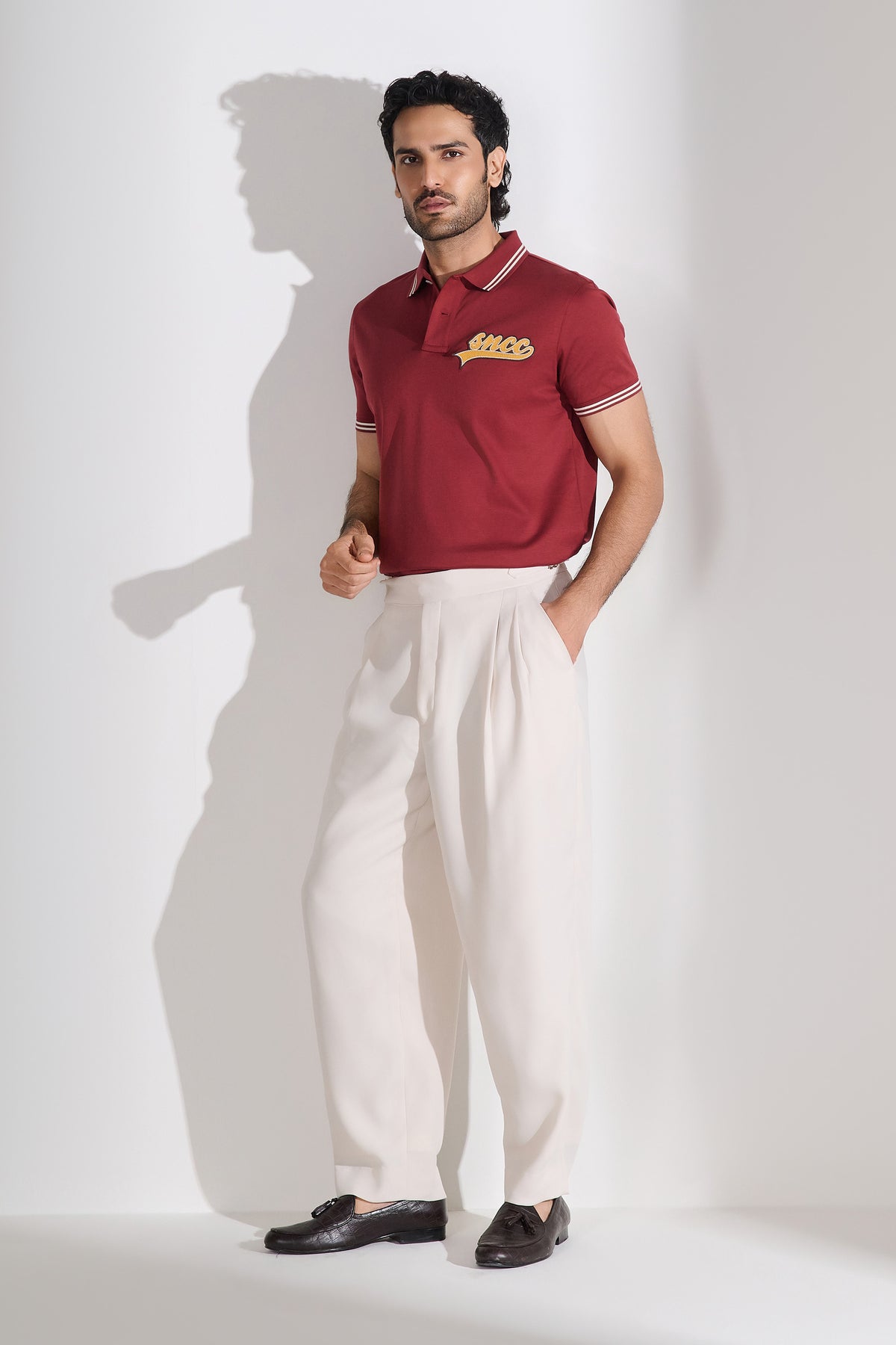 SNCC Burgundy Script Patch Logo Polo