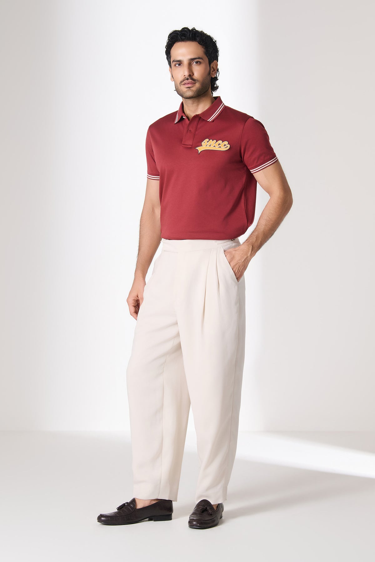 SNCC Burgundy Script Patch Logo Polo