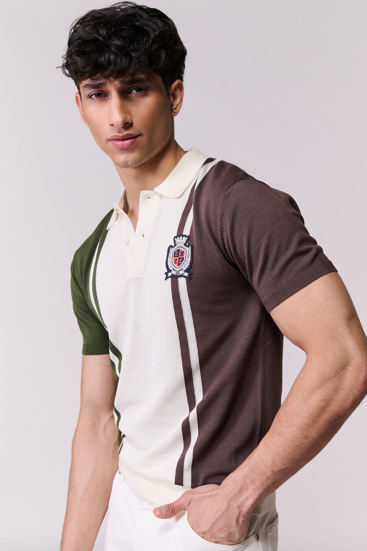 SNCC Colour Block Knit Polo T-Shirt