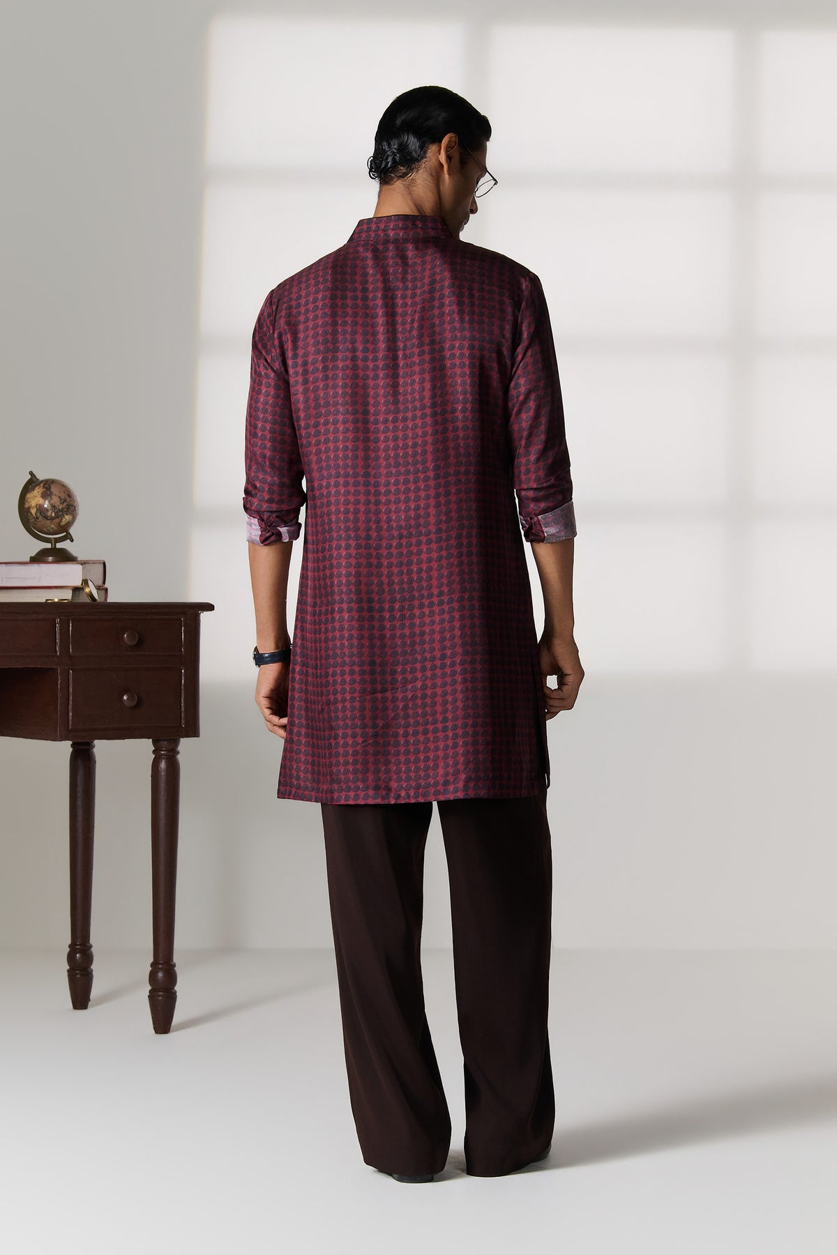 Cherry Houndstooth Print Short Kurta