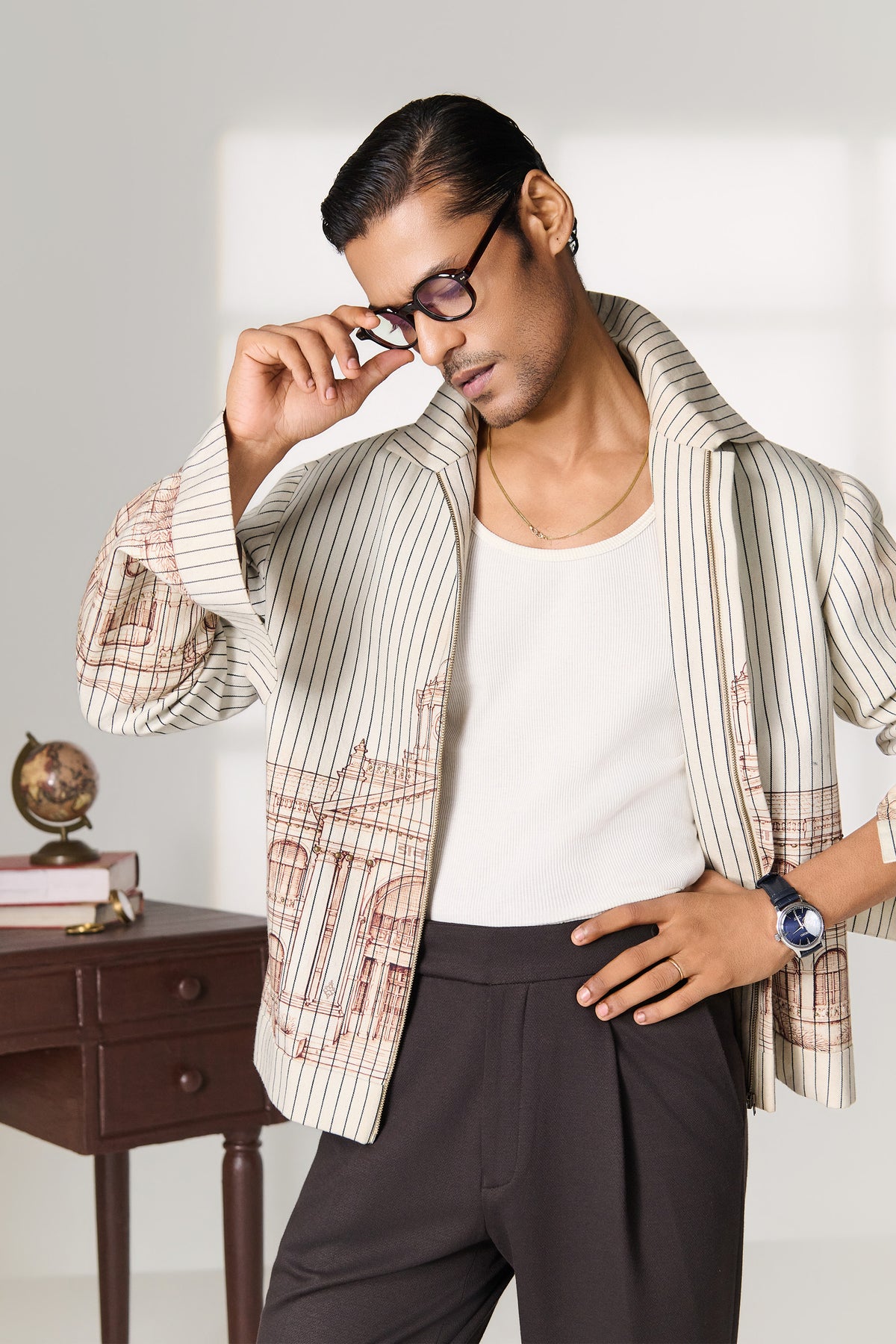 Beige Heritage Print Shacket