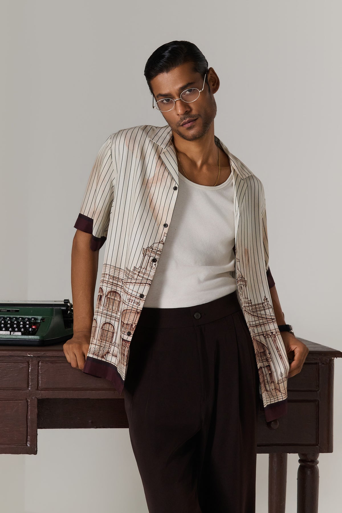 Beige Heritage Print Resort Shirt