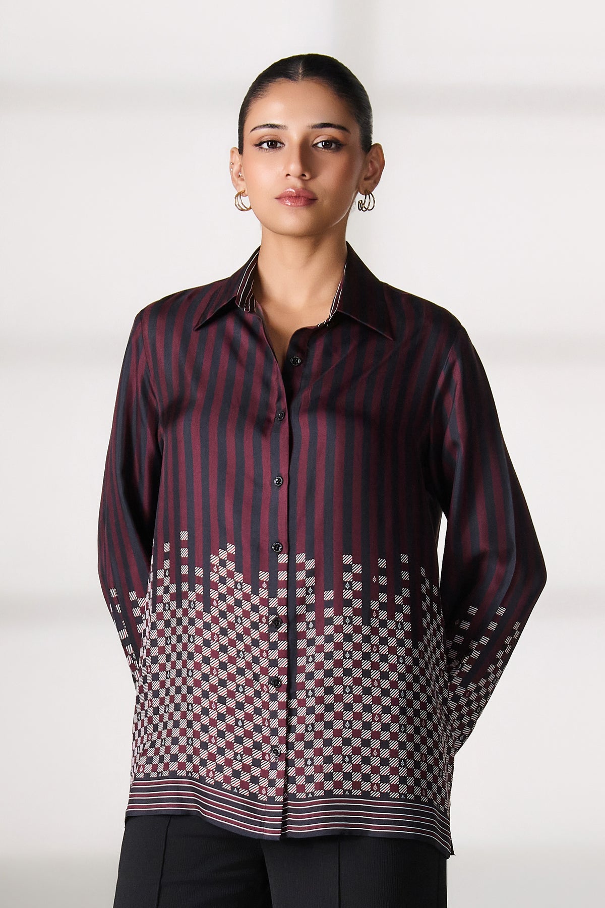 Cabernet Ombre Striped Shirt