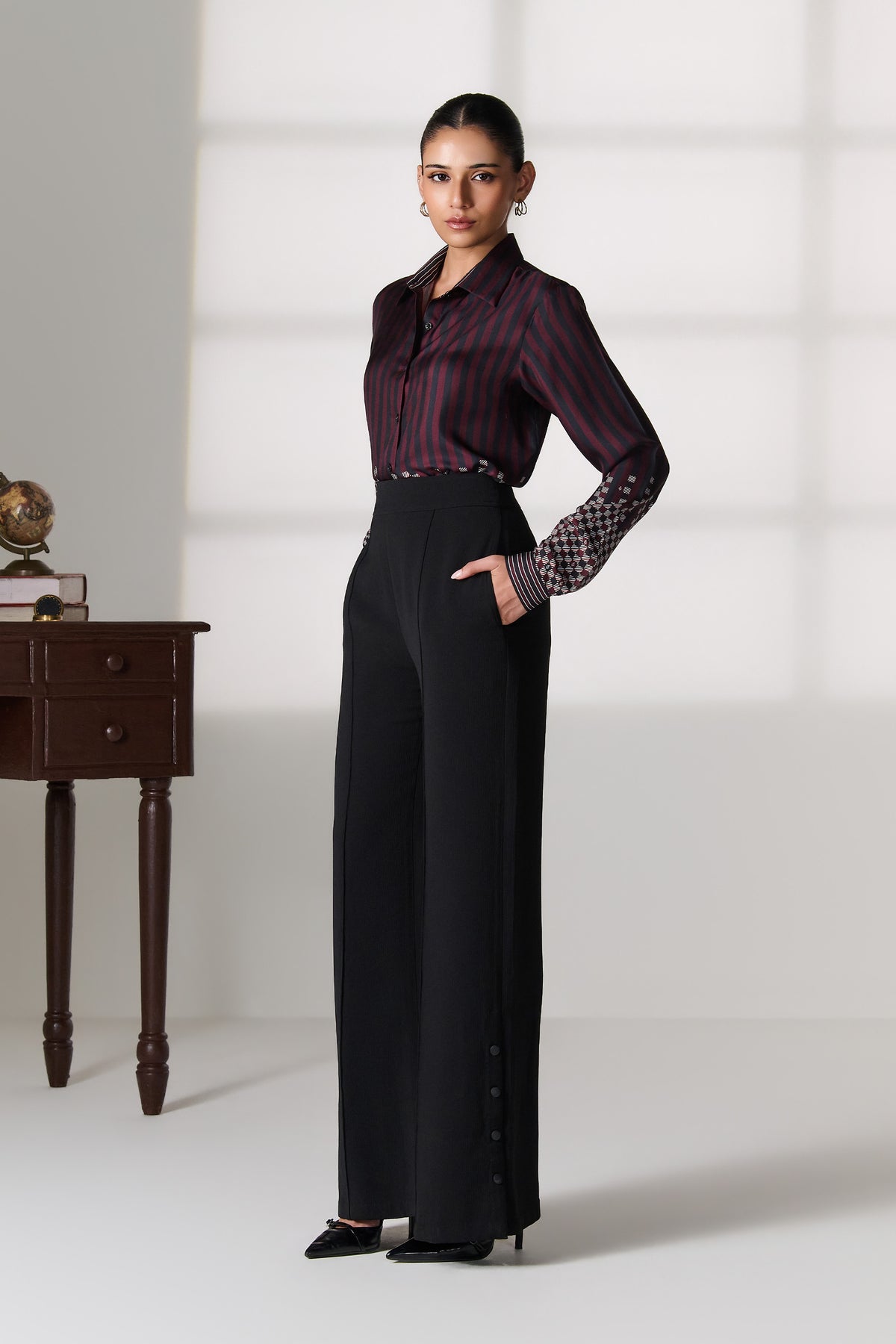 Cabernet Ombre Striped Shirt