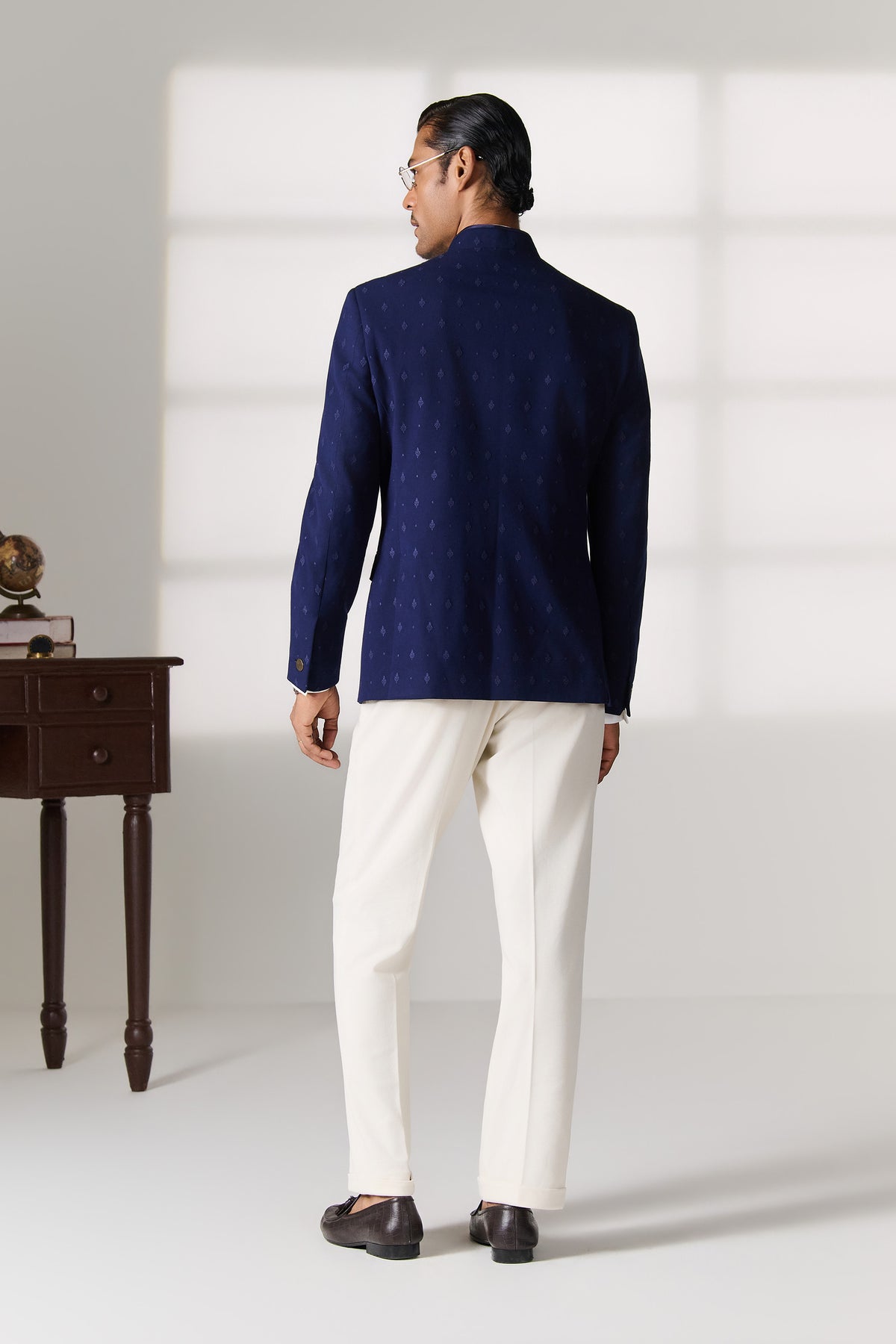 Navy Bandhgala Jacket with Gold Buttons