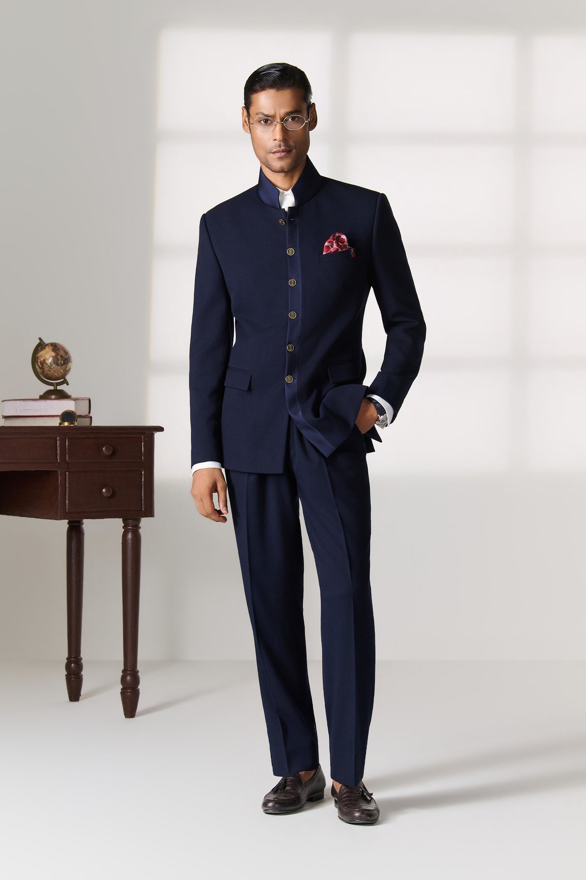 Navy Tailored Bandhgala Jacket