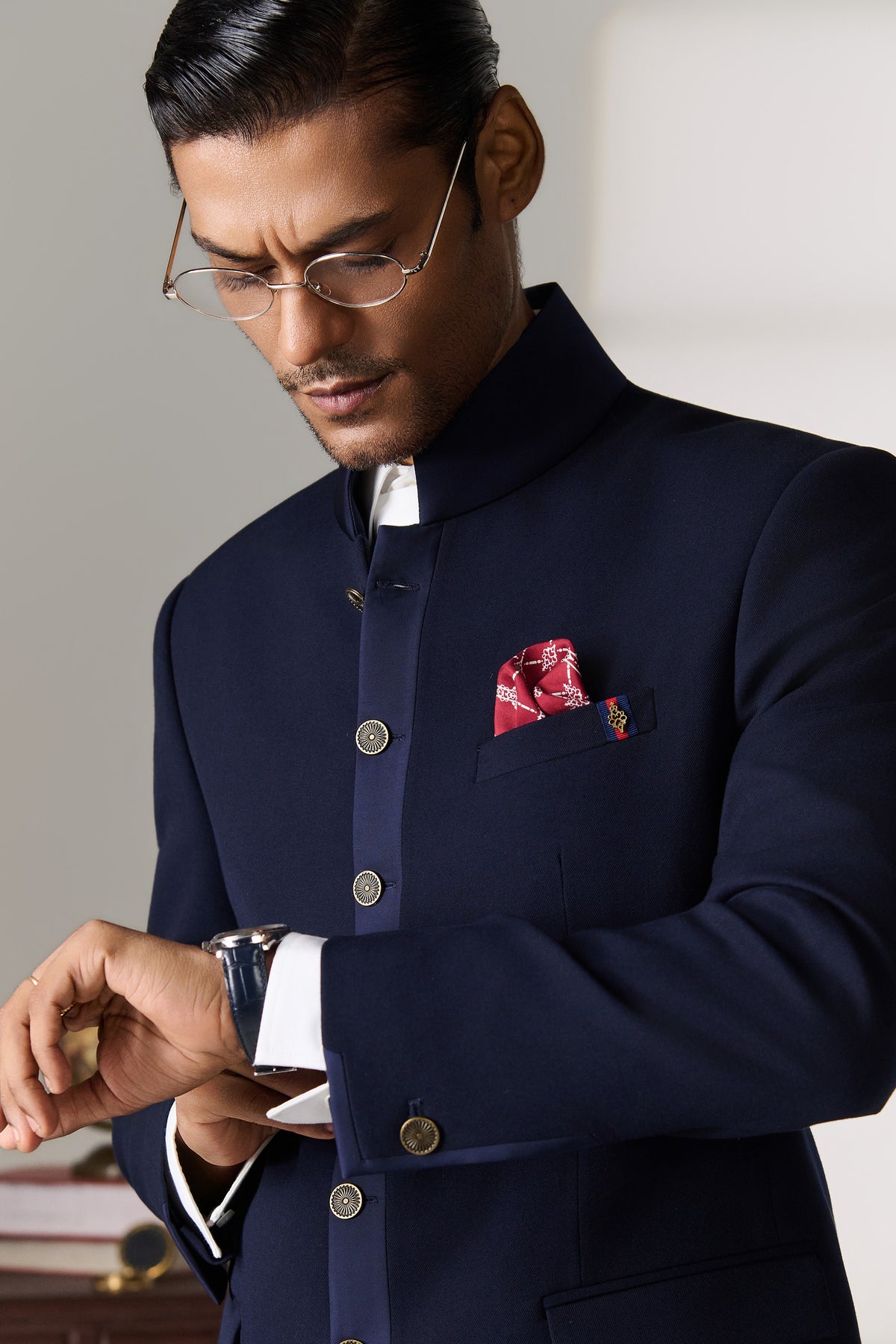 Navy Tailored Bandhgala Jacket