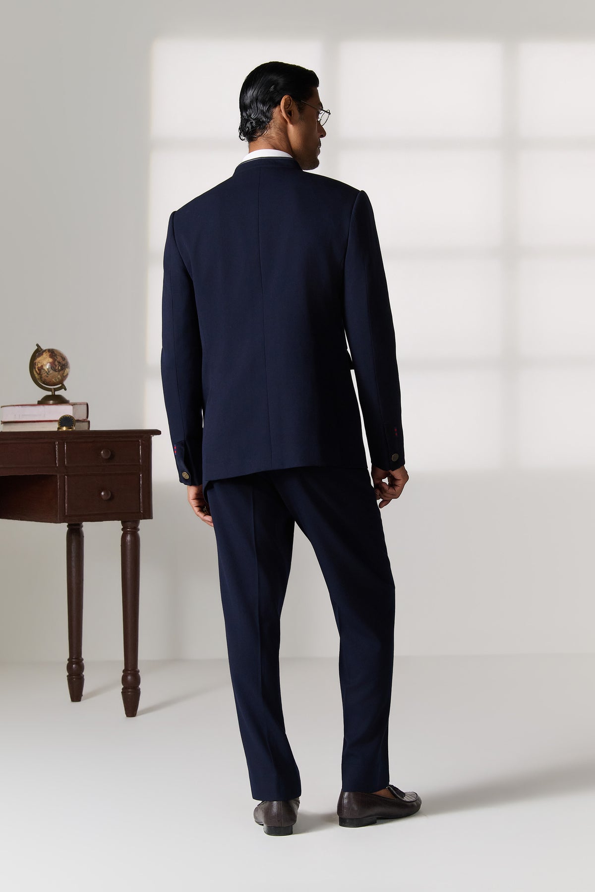 Navy Asymmetric Drape Jacket