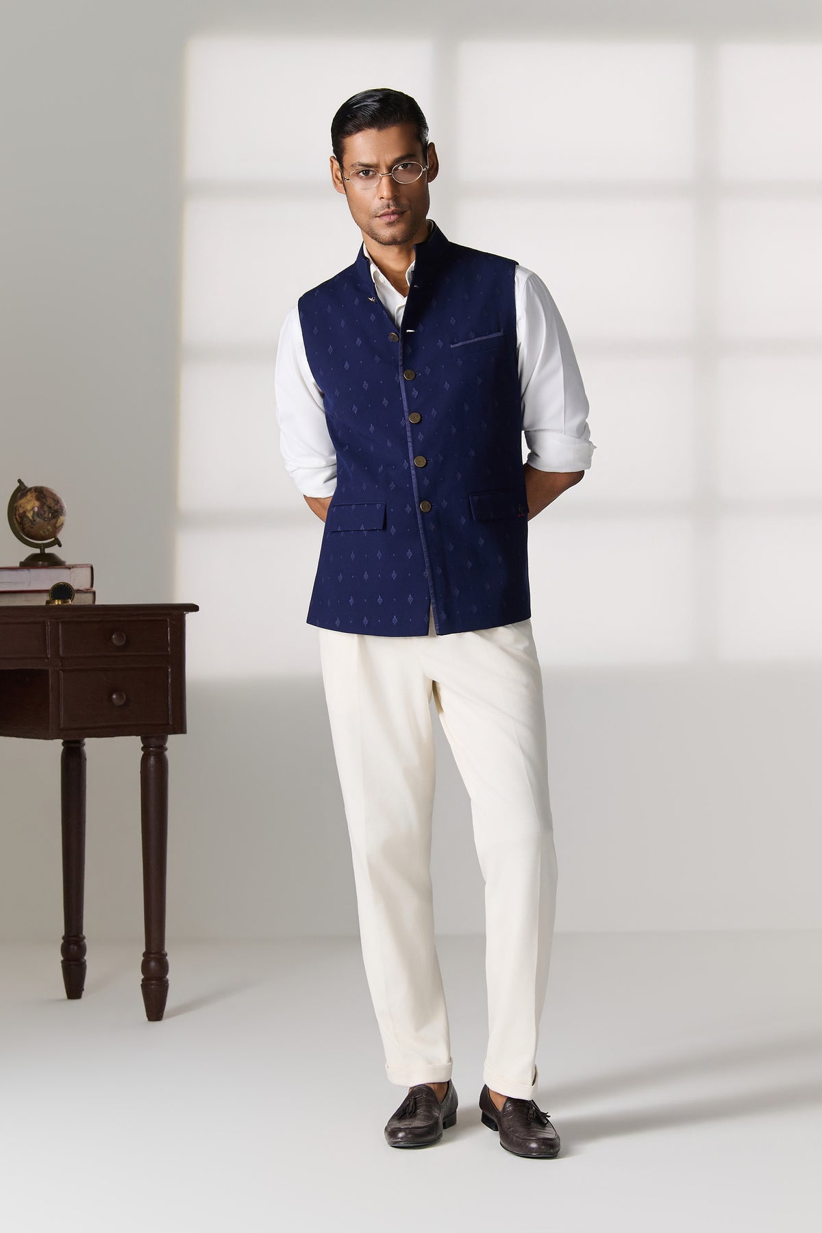 Navy Nehru Waistcoat