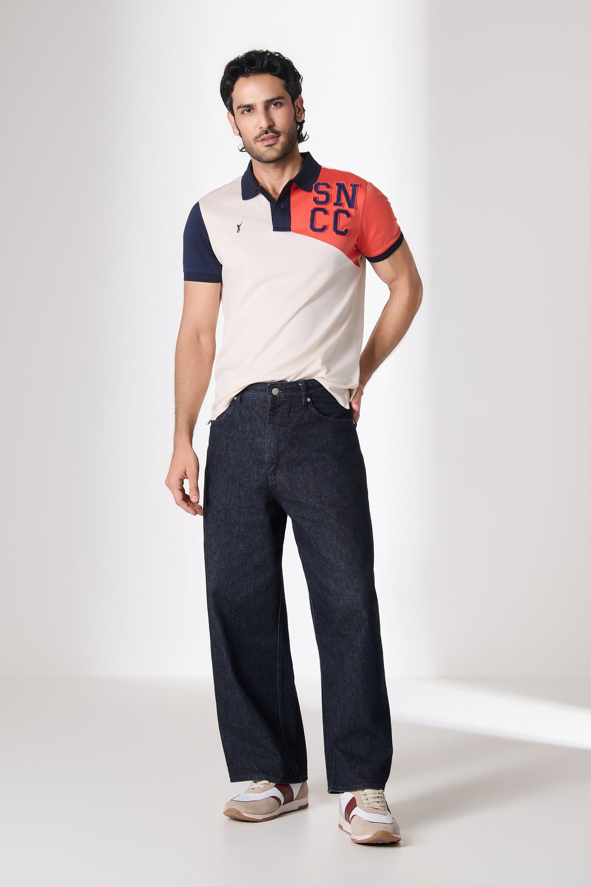 SNCC Colour Block Lettered Polo T-Shirt