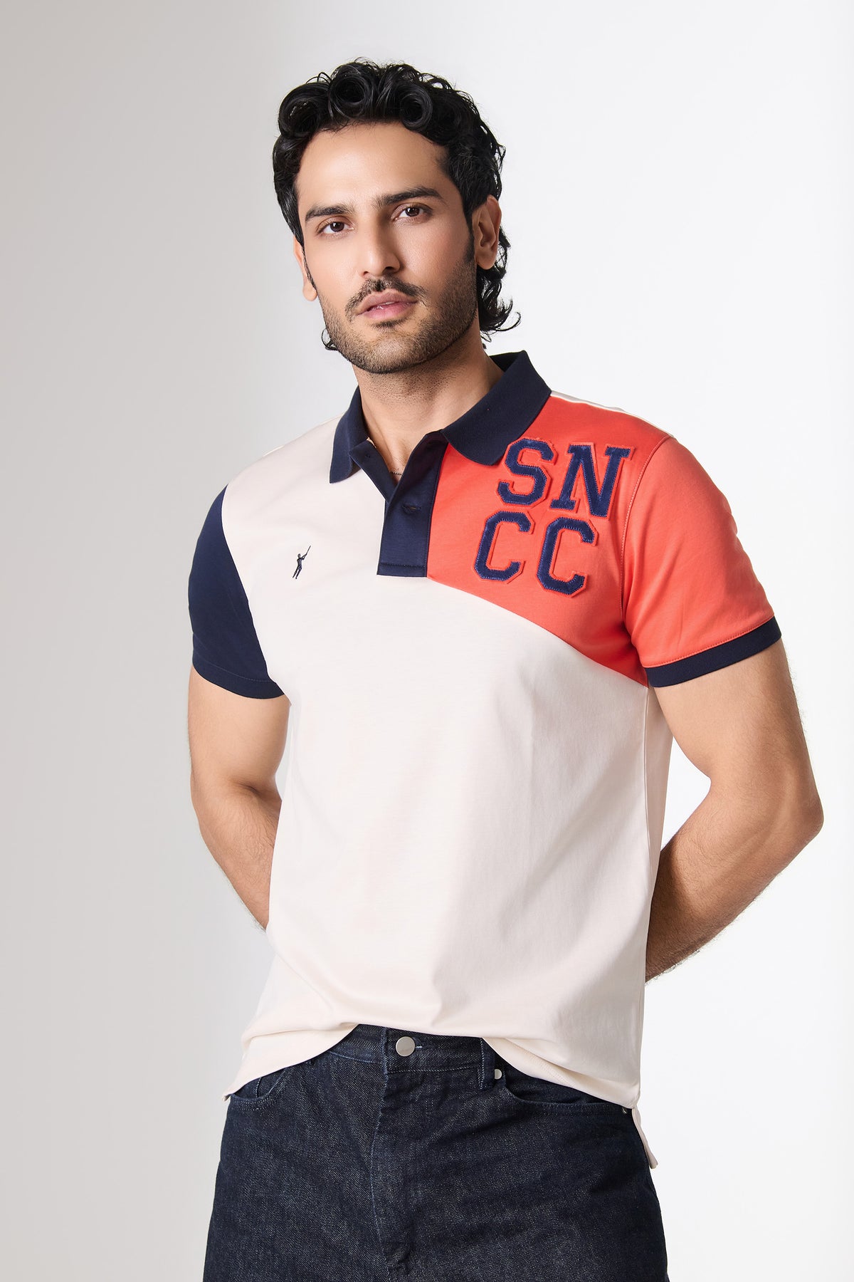 SNCC Colour Block Lettered Polo T-Shirt