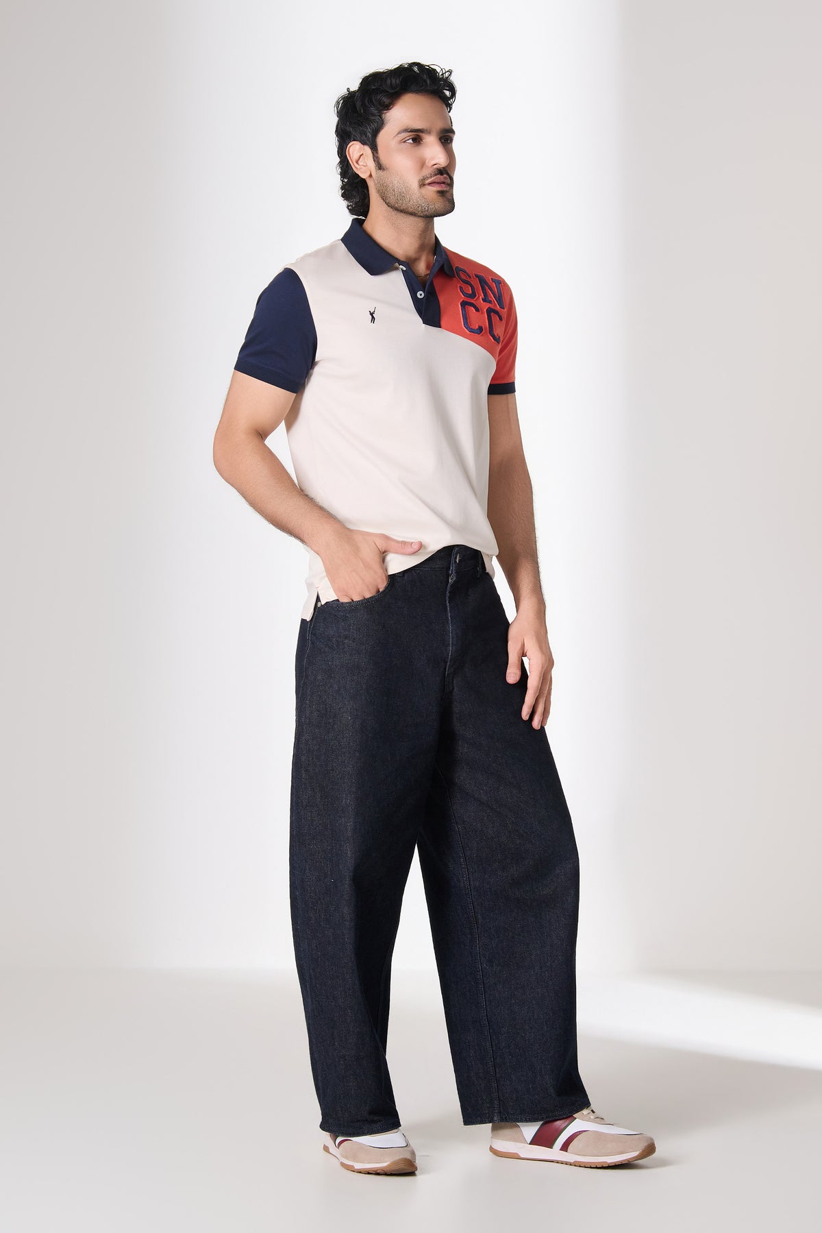 SNCC Colour Block Lettered Polo T-Shirt