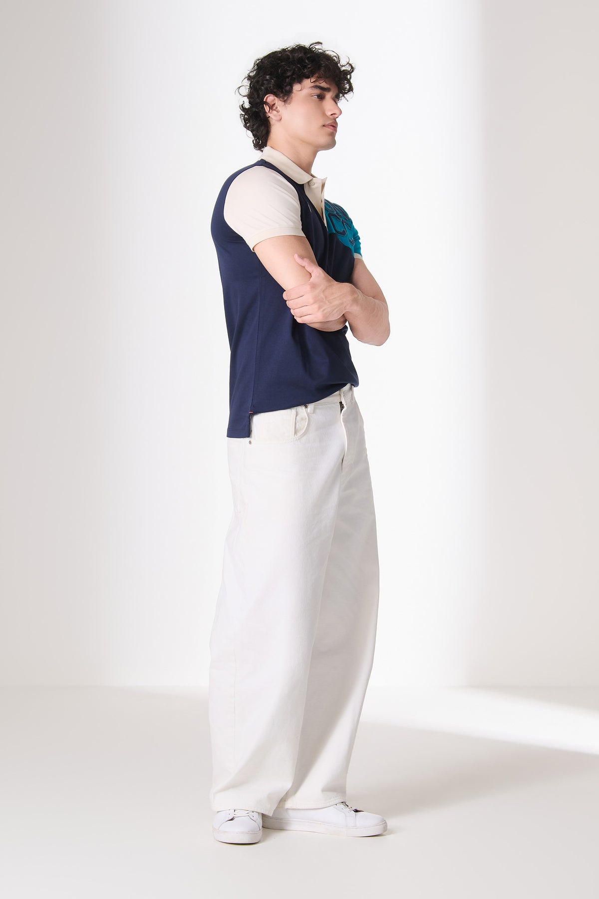 SNCC Navy Colour Block Lettered Polo T-Shirt
