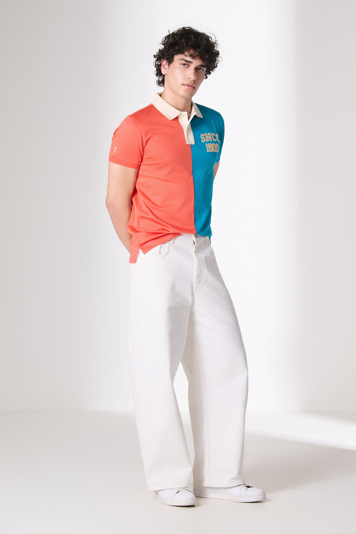 SNCC Coral Teal Colour Block Polo T-Shirt