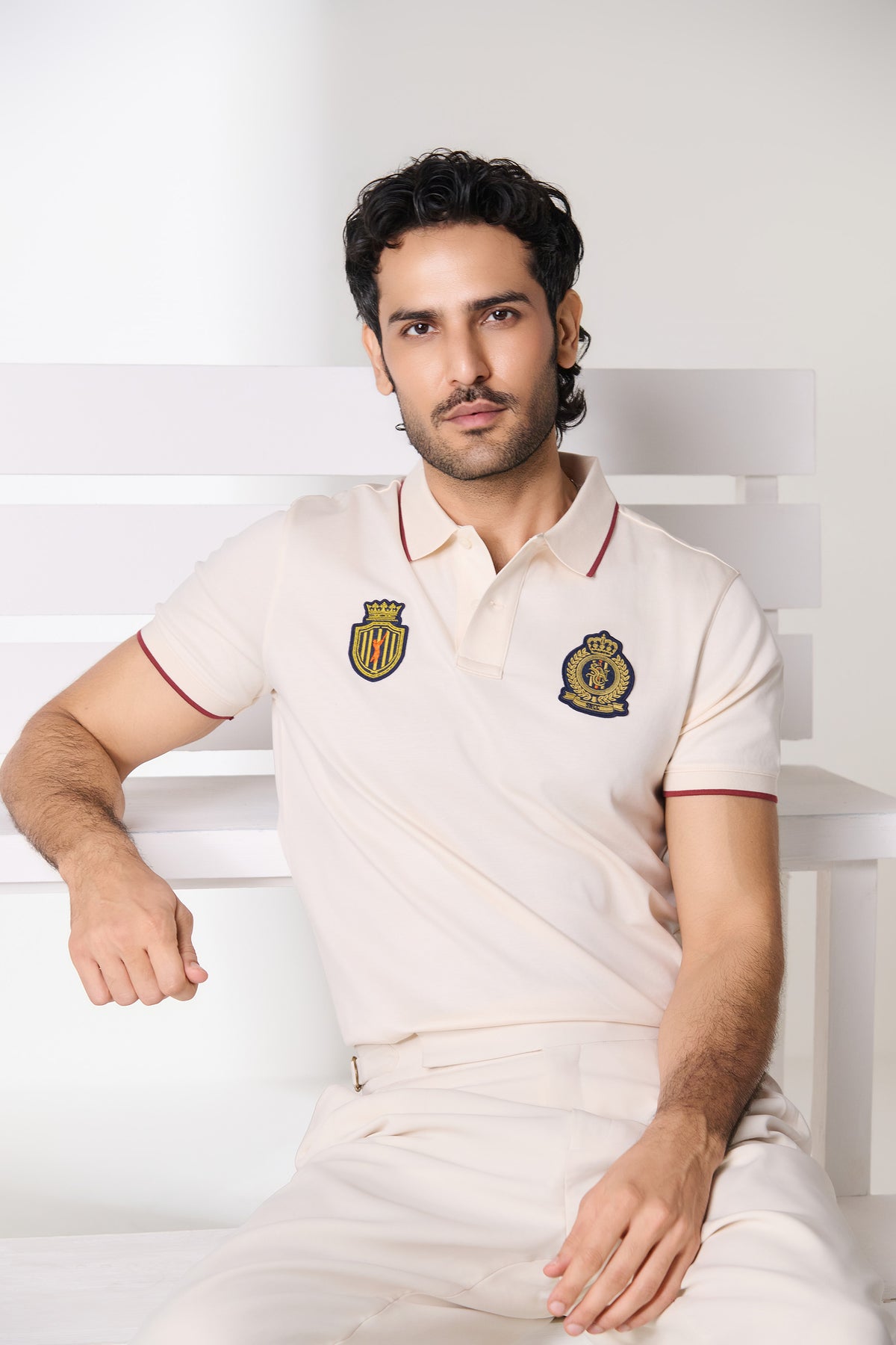 SNCC Off-White Dual Crest Polo
