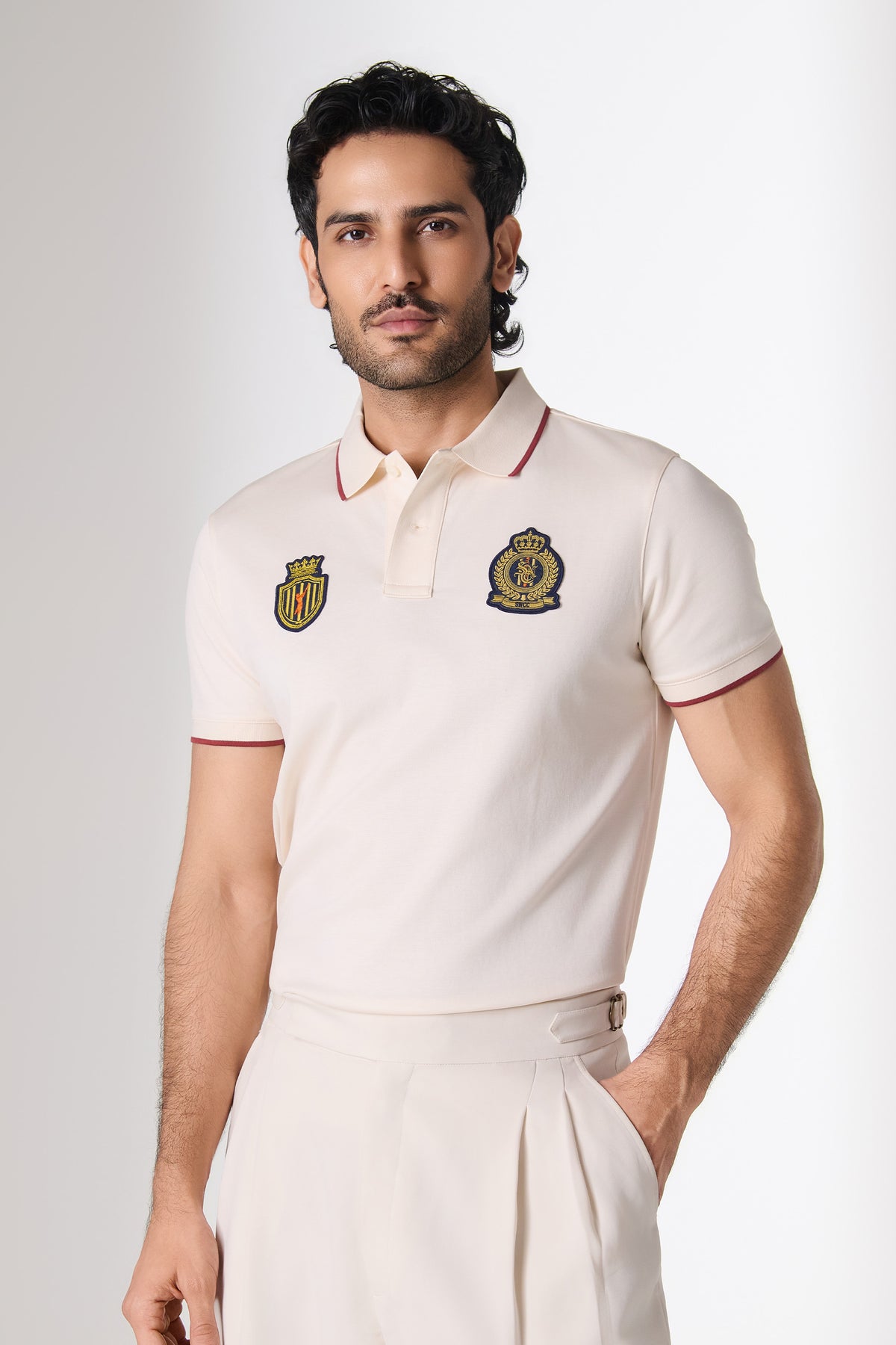 SNCC Off-White Dual Crest Polo