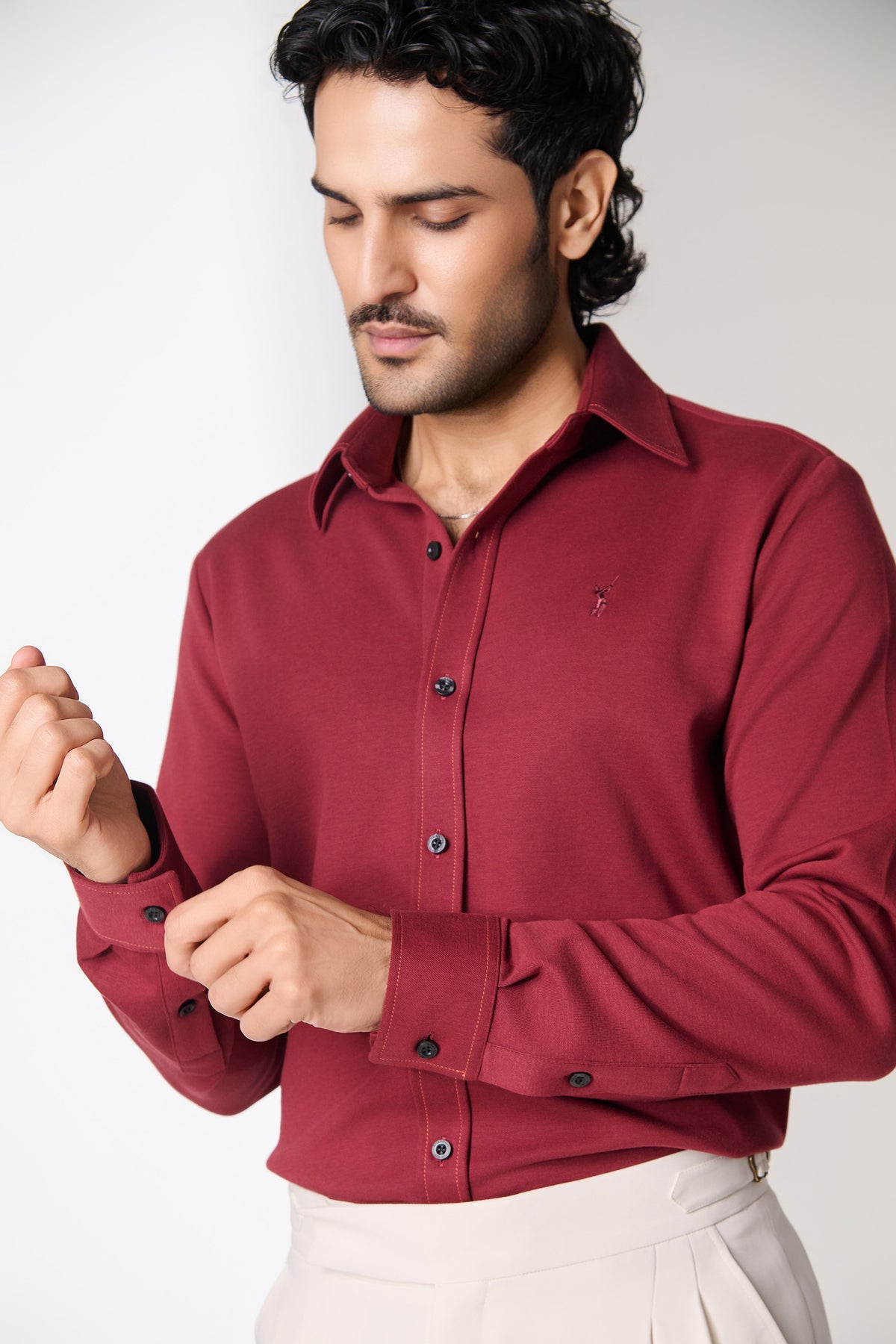 SNCC Burgundy Contrast Stitch Shirt