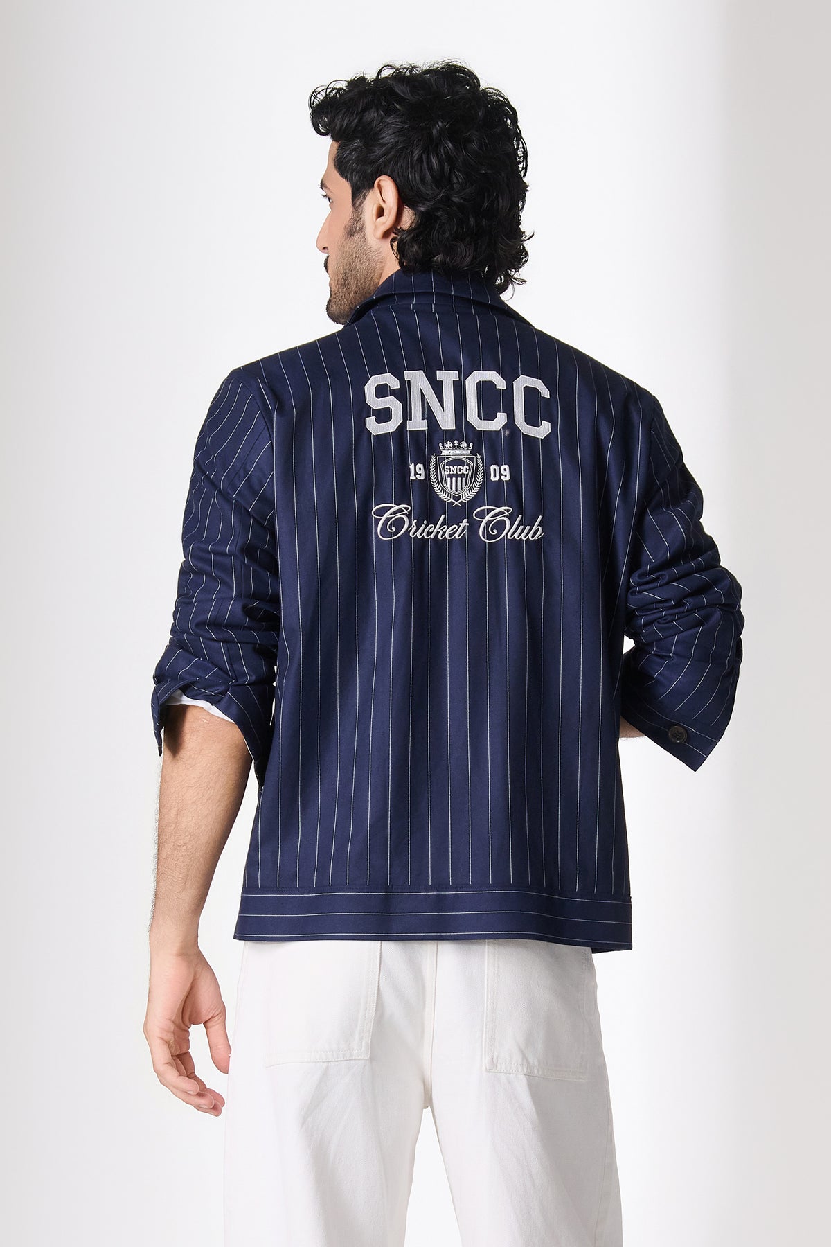 SNCC Navy Pinstripe Zip Jacket