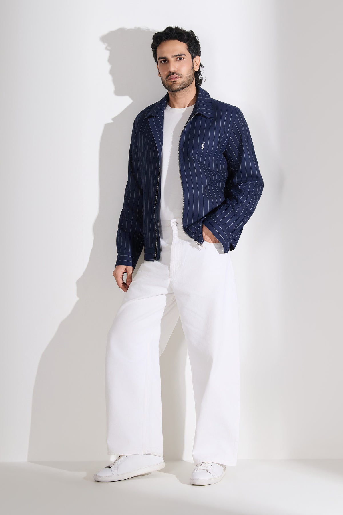 SNCC Navy Pinstripe Zip Jacket