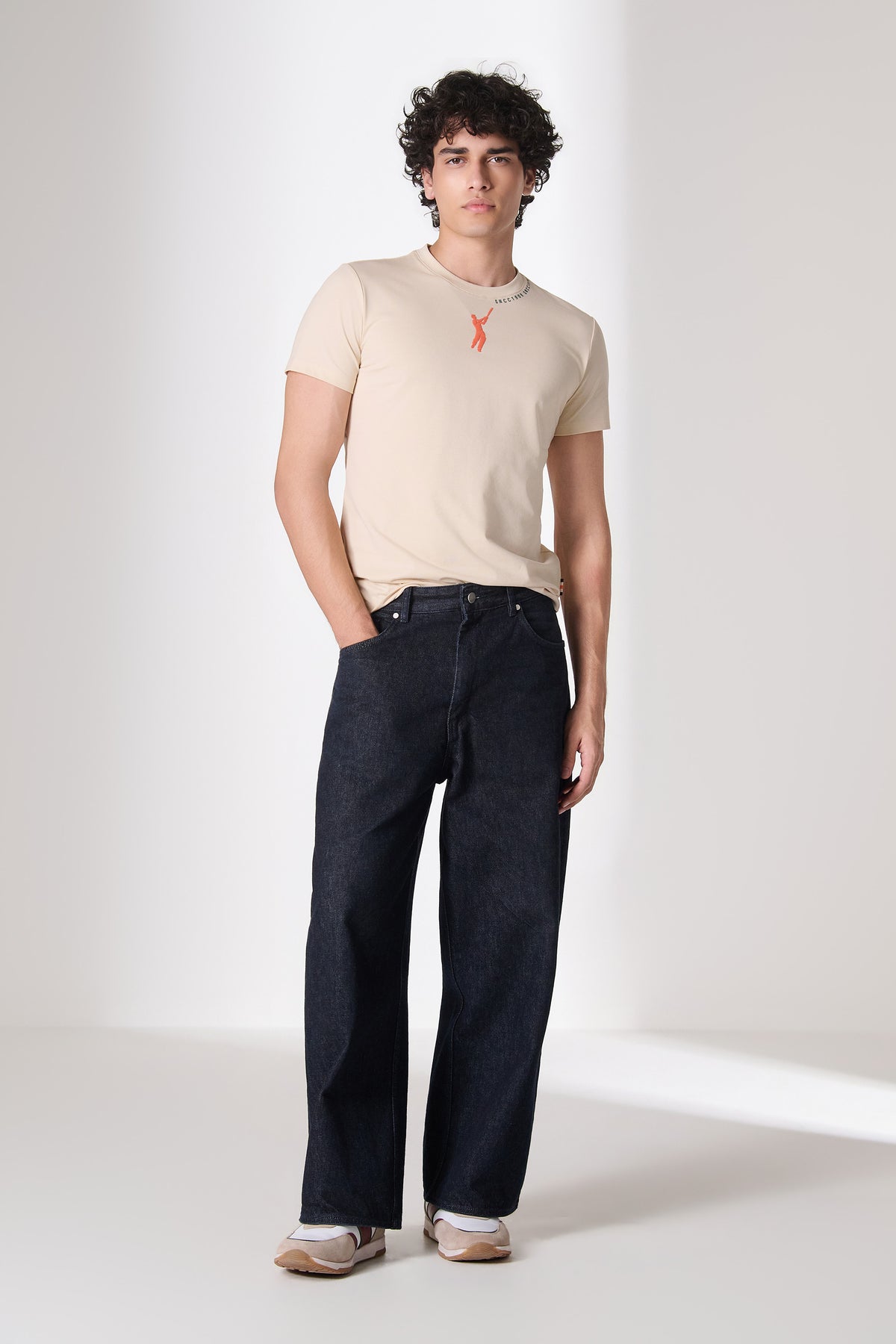 SNCC Beige Batsman Neckline T-Shirt