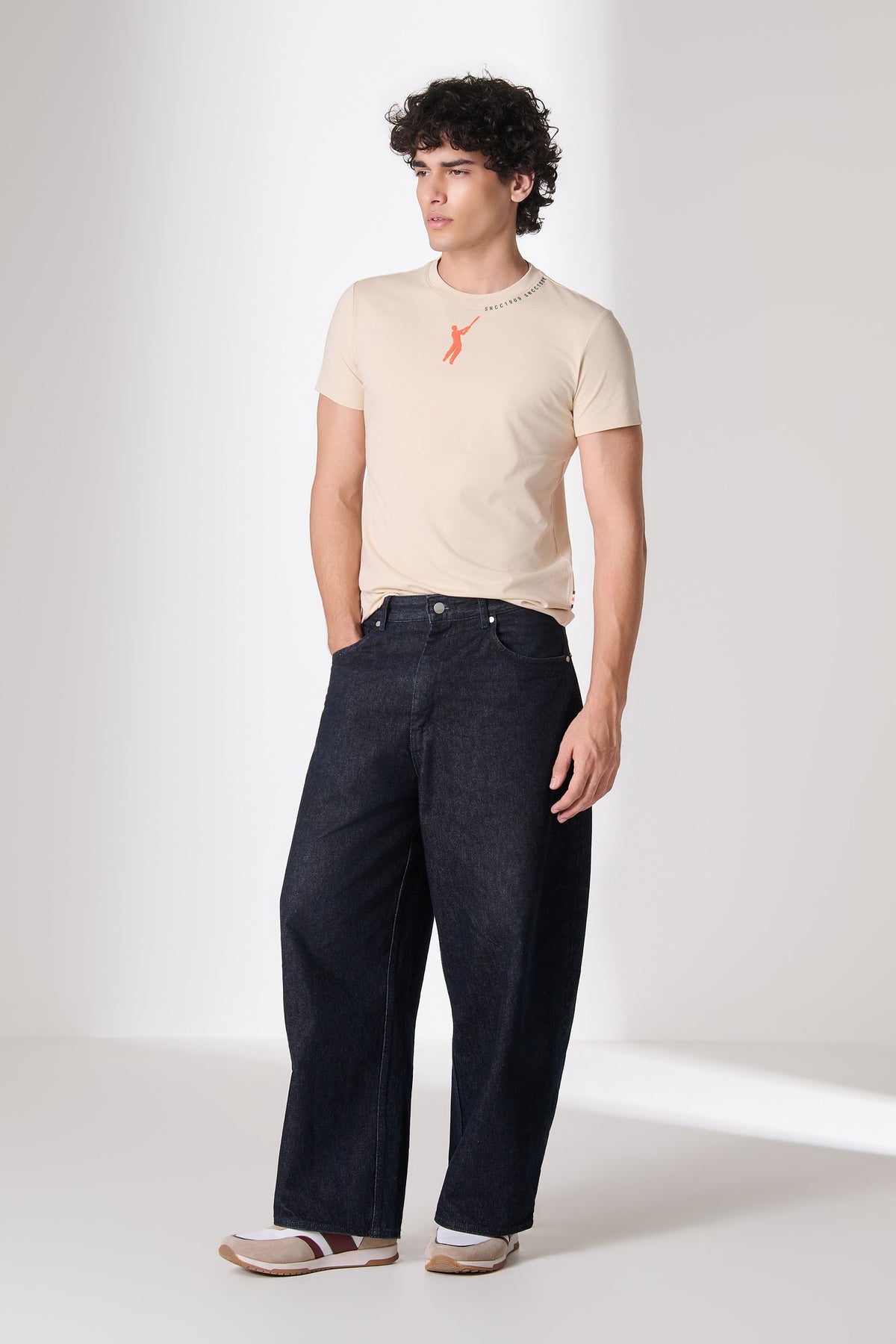 SNCC Beige Batsman Neckline T-Shirt