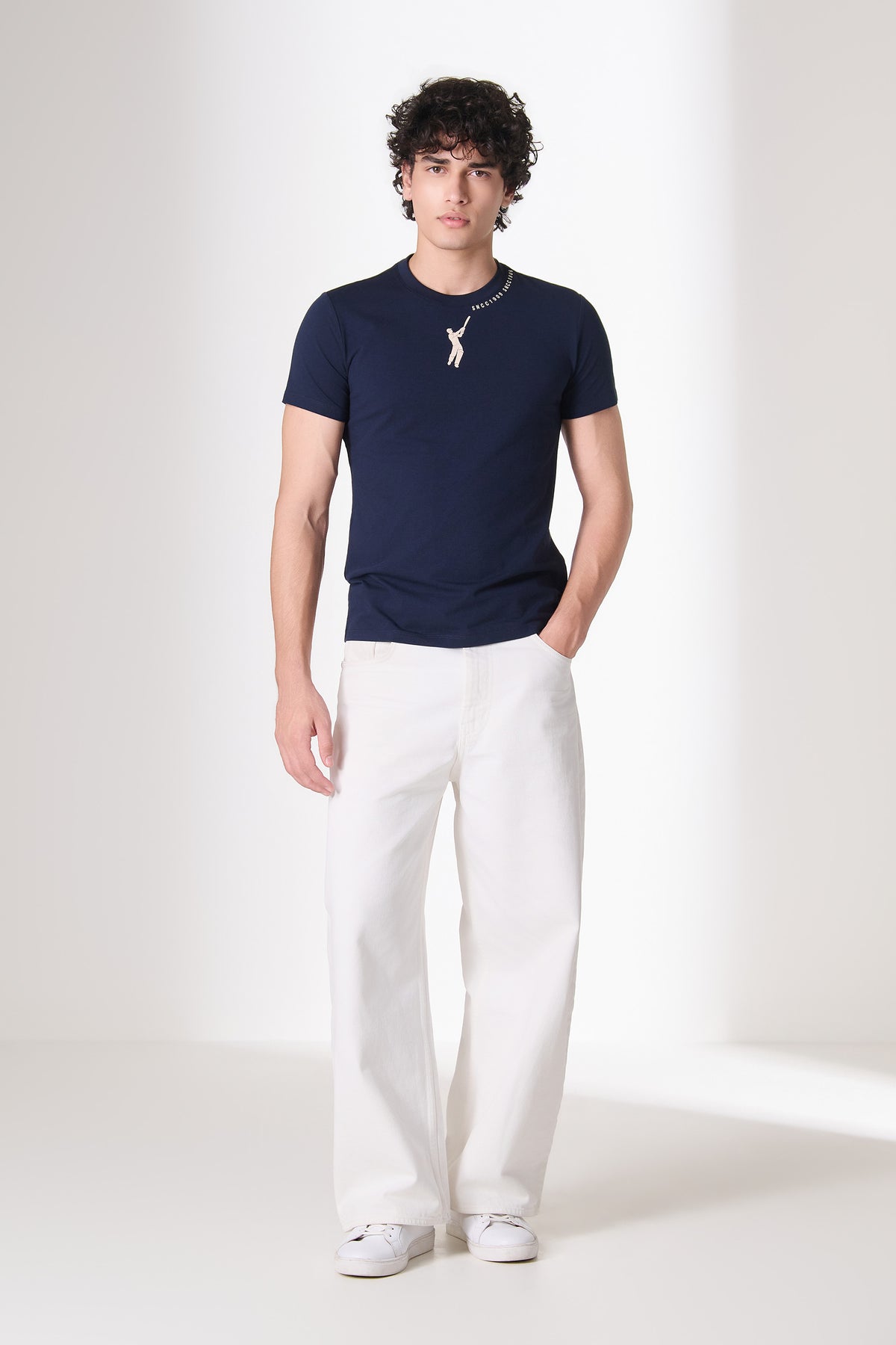 SNCC Navy Batsman Neckline T-Shirt