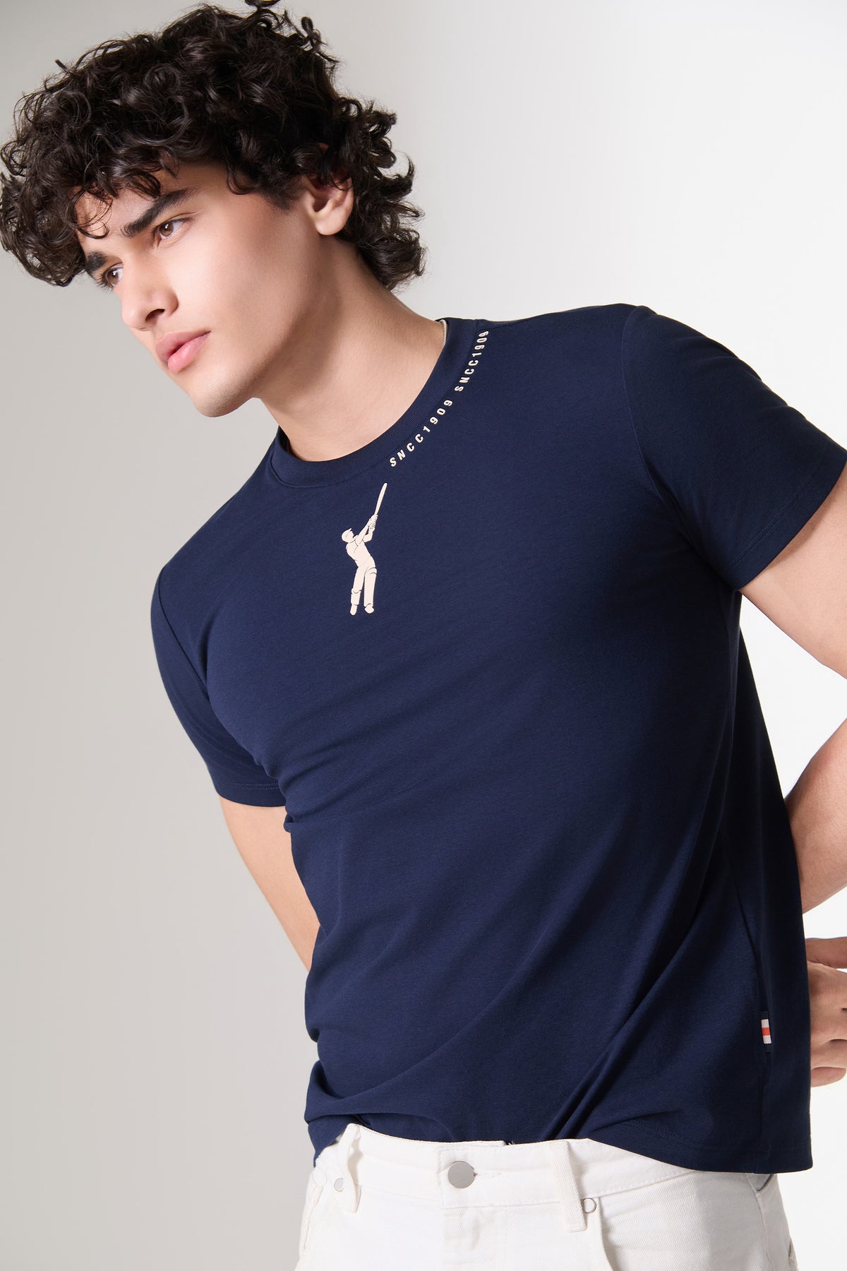 SNCC Navy Batsman Neckline T-Shirt