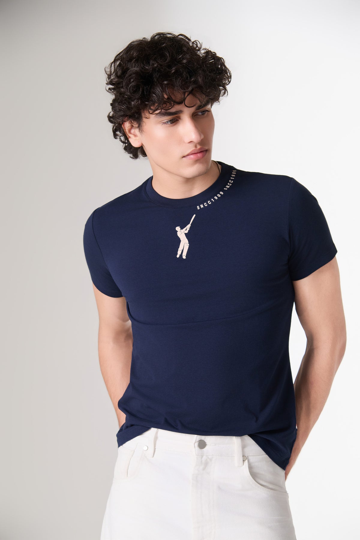SNCC Navy Batsman Neckline T-Shirt