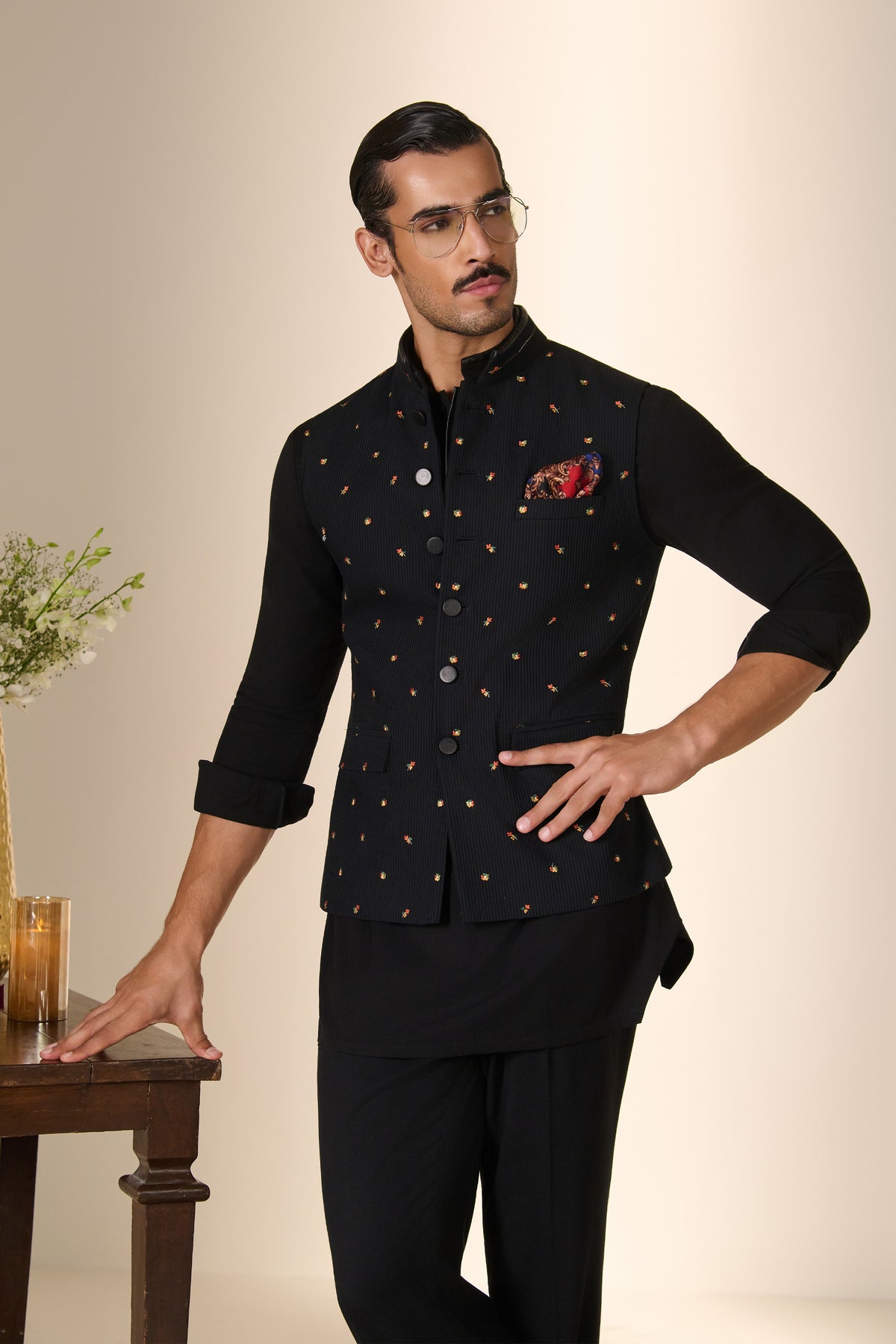 Black Embroidered Waistcoat