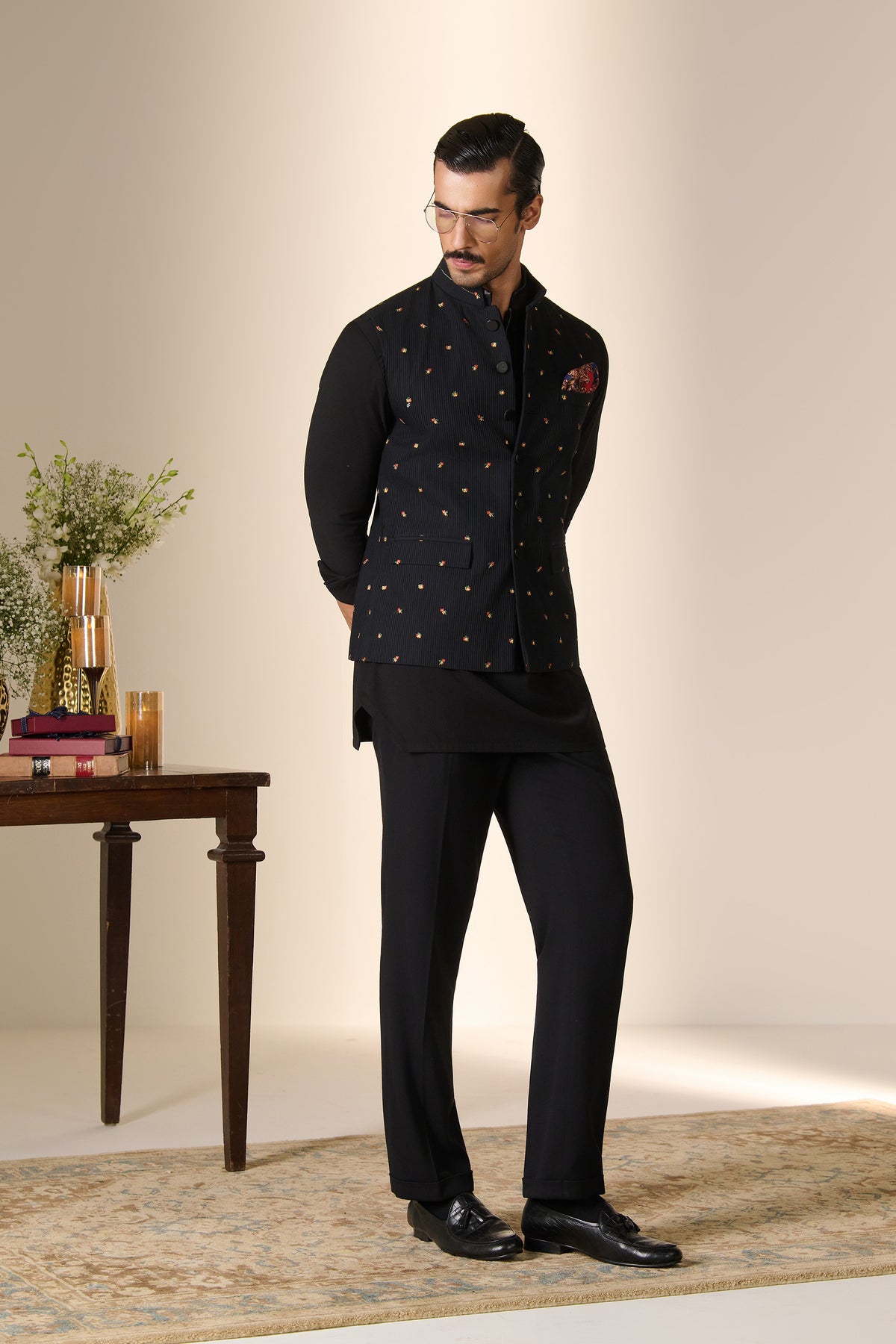 Black Embroidered Waistcoat