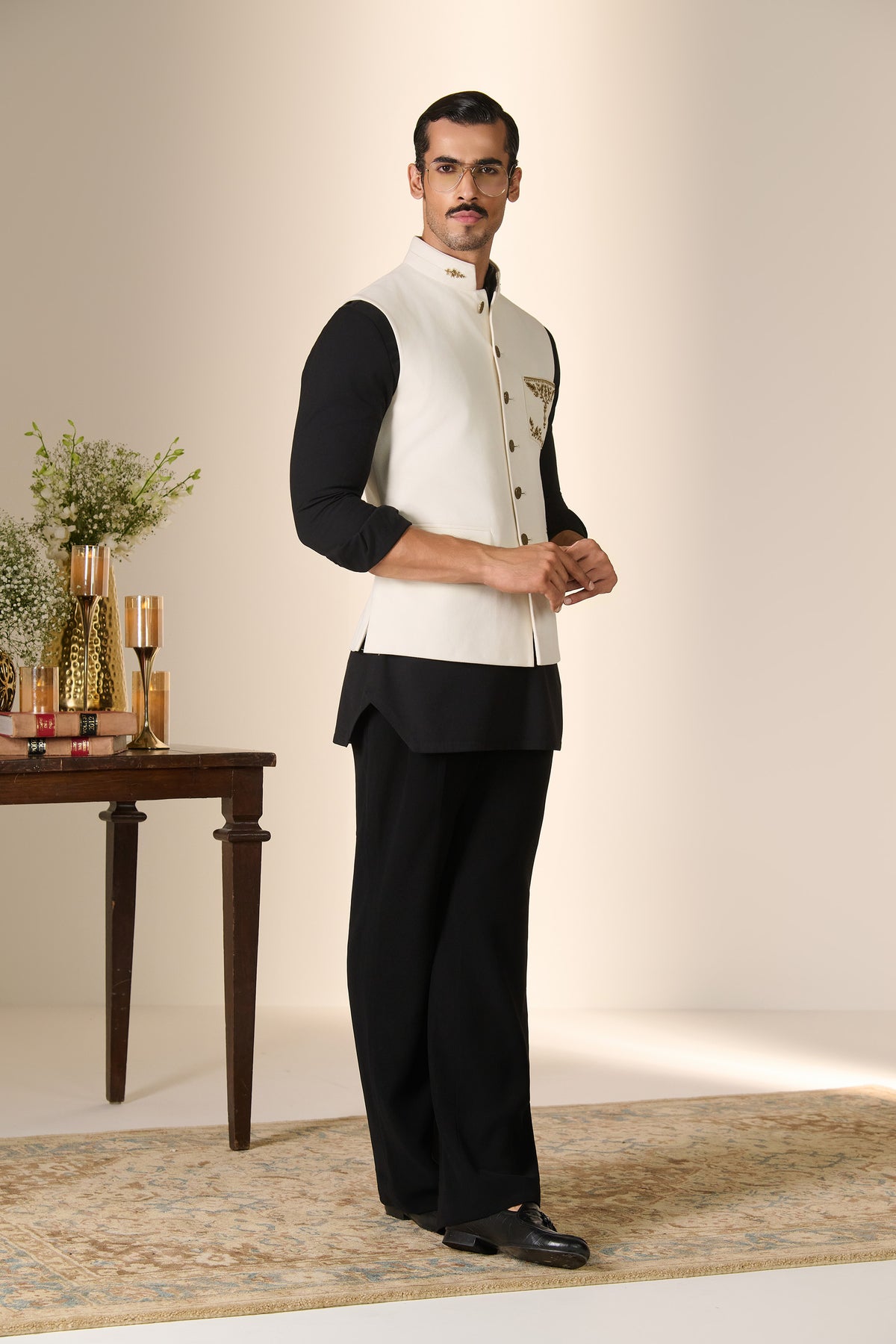 Ivory Zari Embroidered Waistcoat