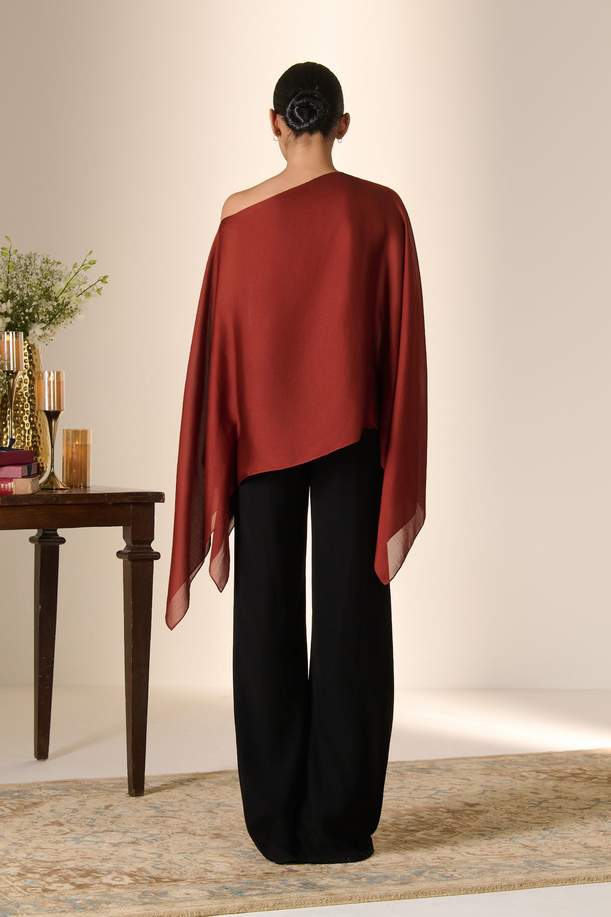 Rust Draped Off-Shoulder Top