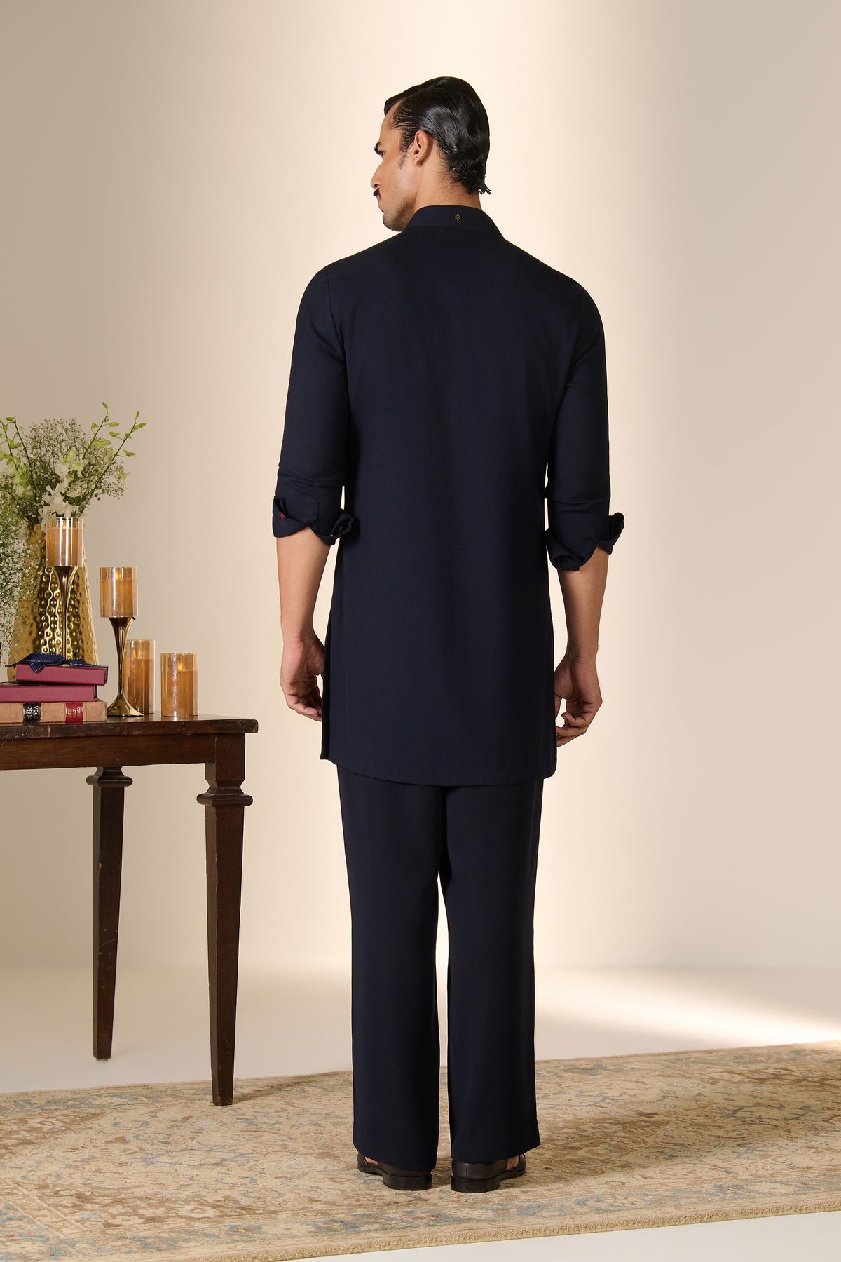 Navy Embroidered Shoulder Kurta