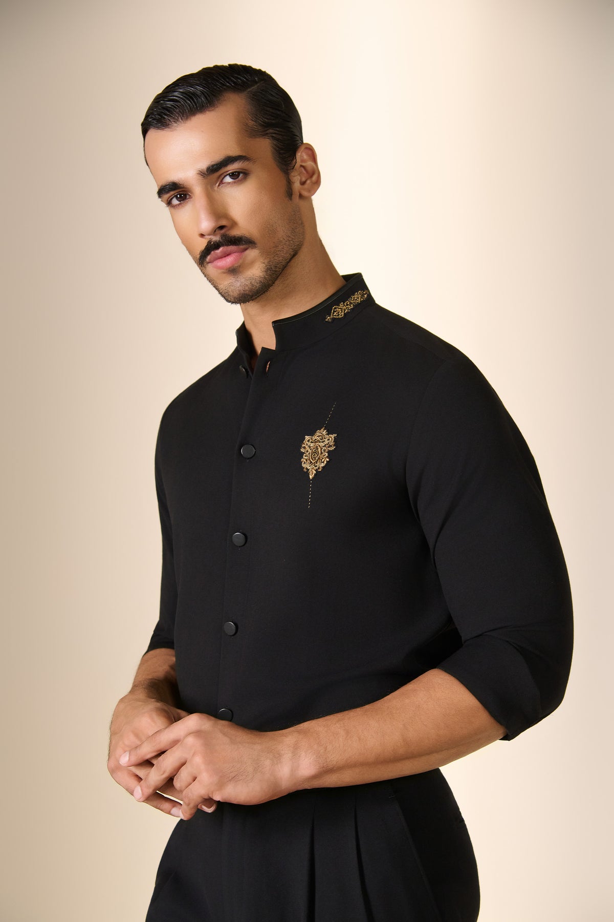 Black Crest Detail Shirt
