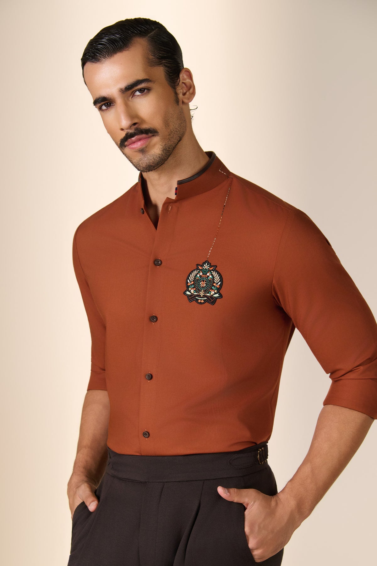 Rust Crest Detail Shirt