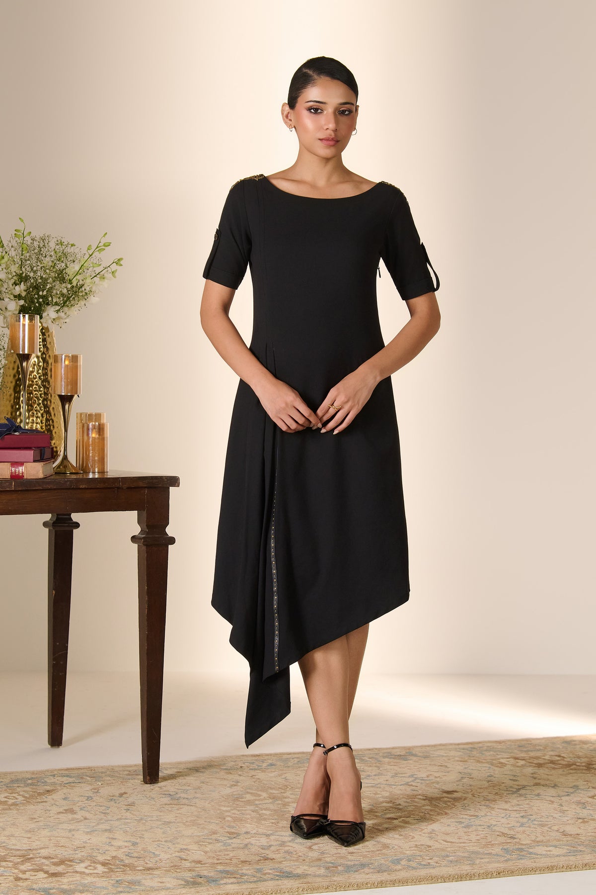 Black Rivet Detail Dress