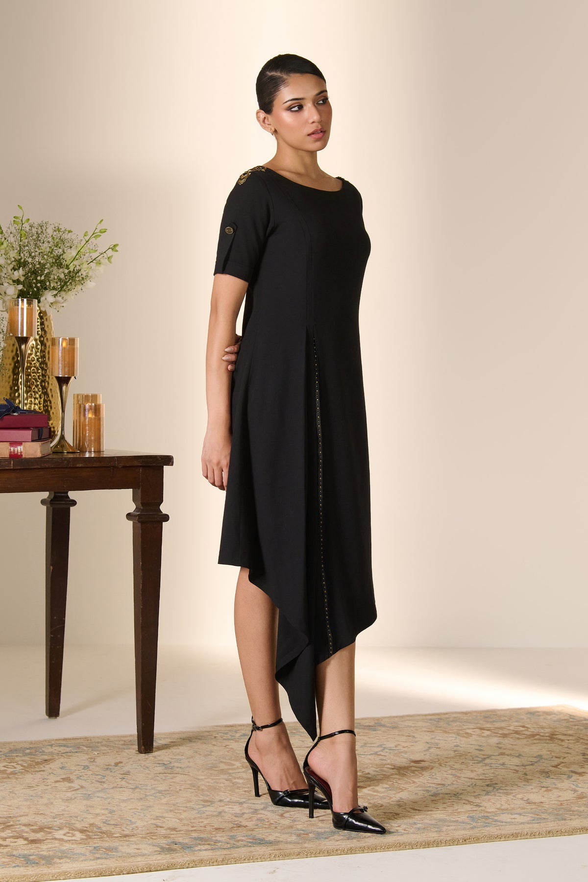 Black Rivet Detail Dress