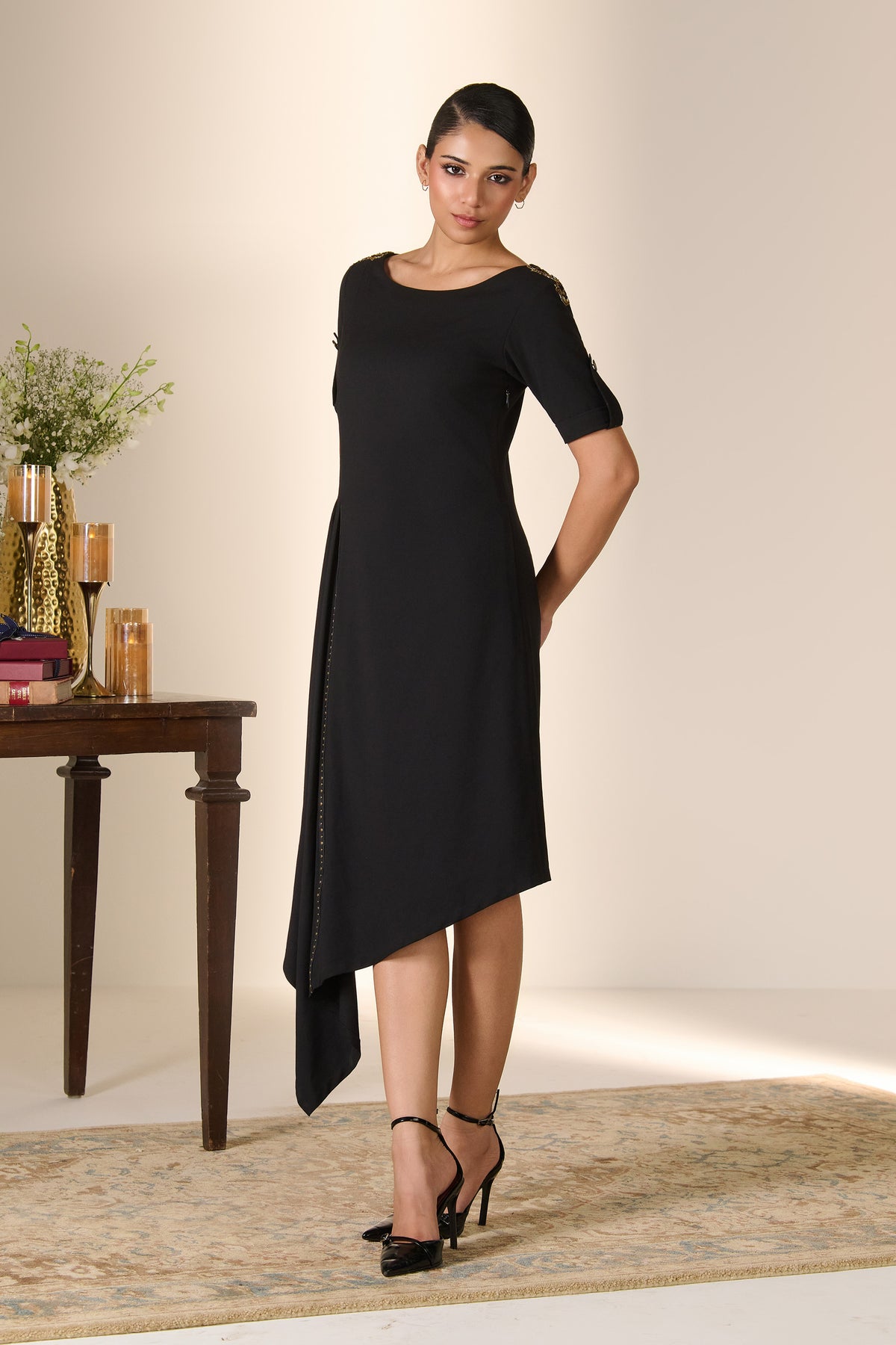 Black Rivet Detail Dress