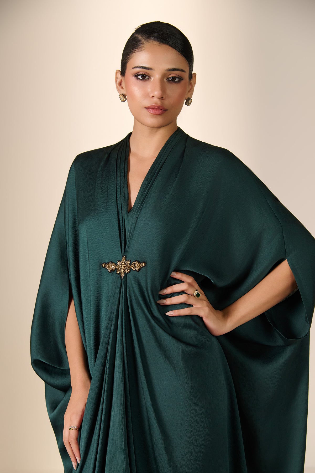 Emerald Zari Detail Kaftan Dress