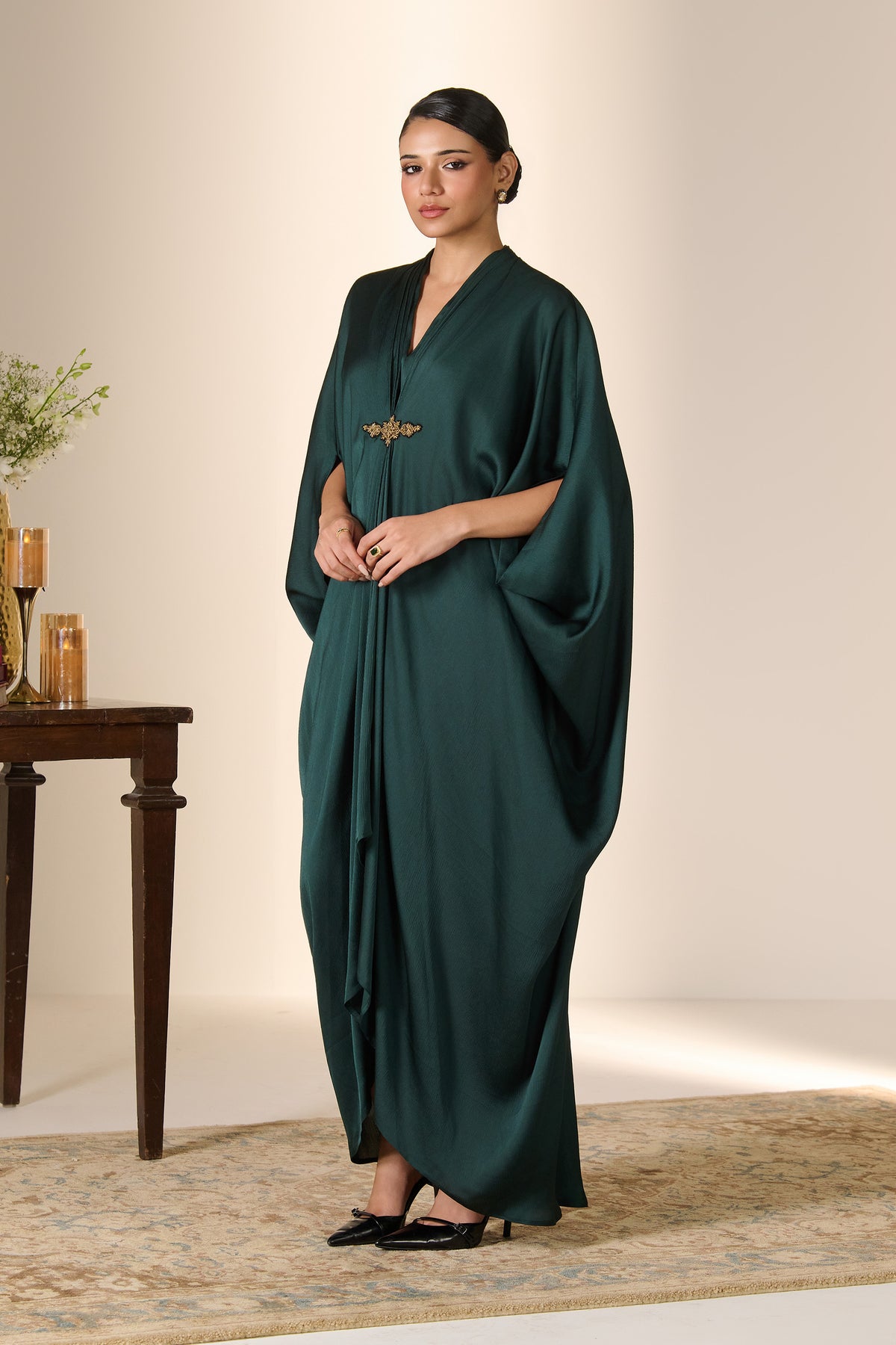 Emerald Zari Detail Kaftan Dress