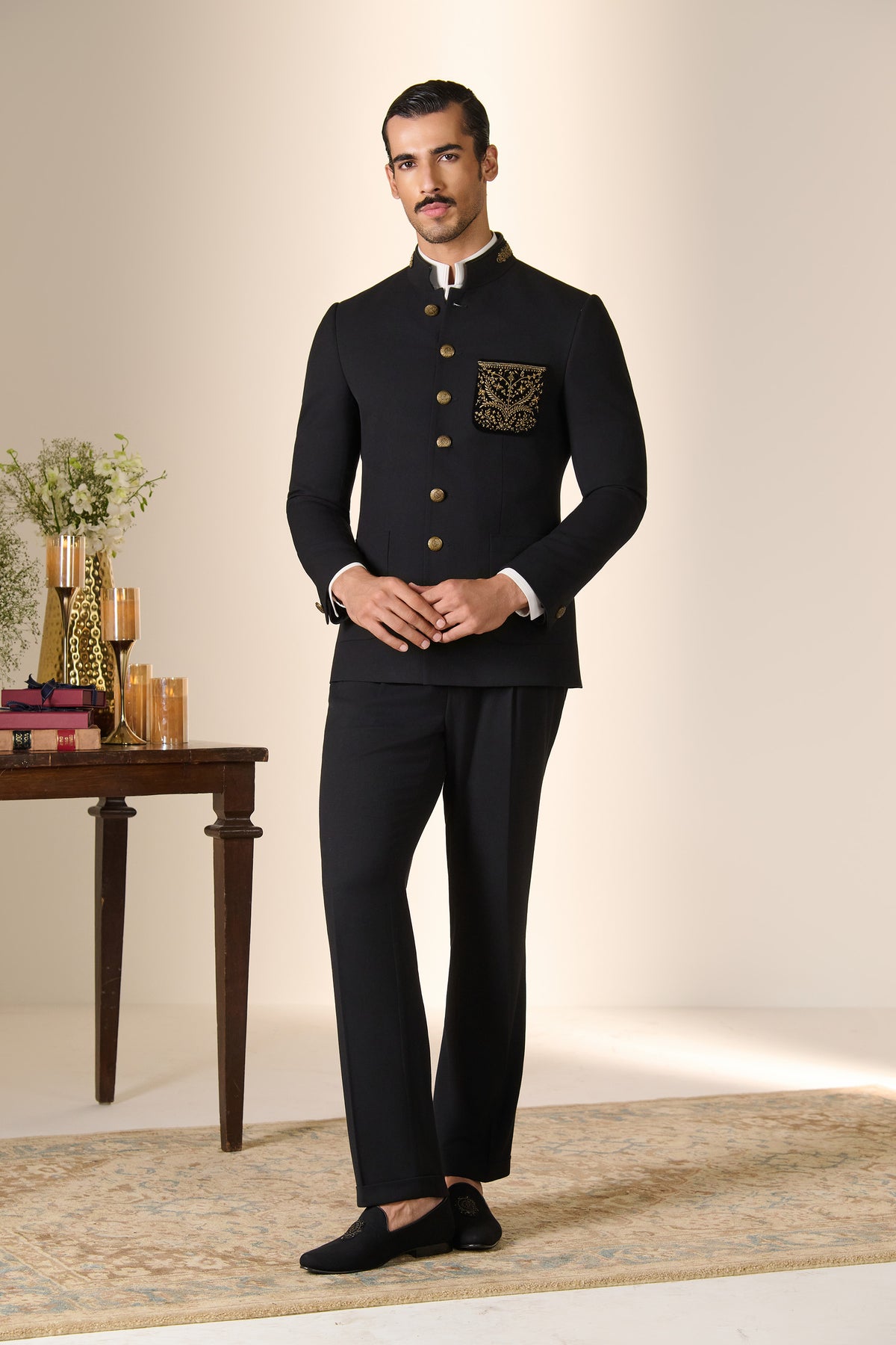 Black Zari Detail Bandhgala
