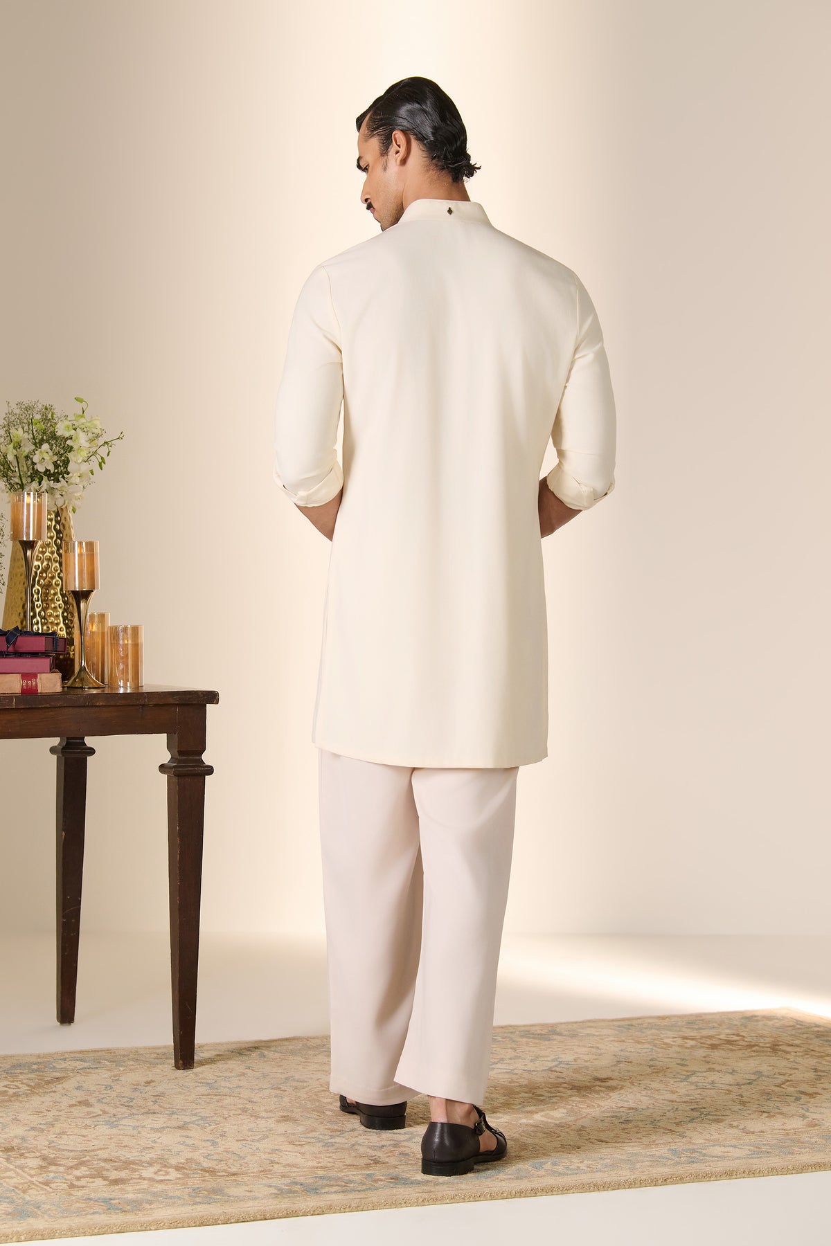 Navy Embroidered Shoulder Kurta