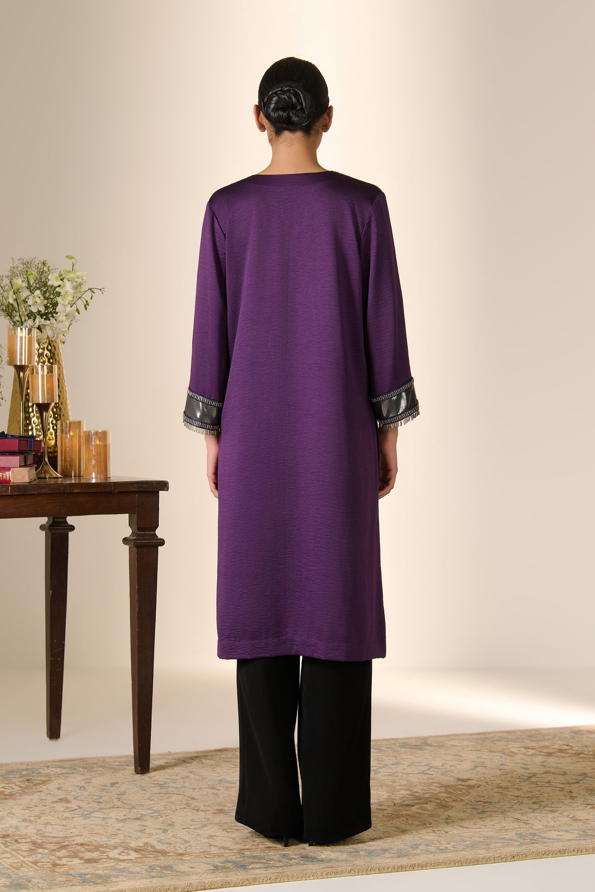 Purple Silver Zari Kurta