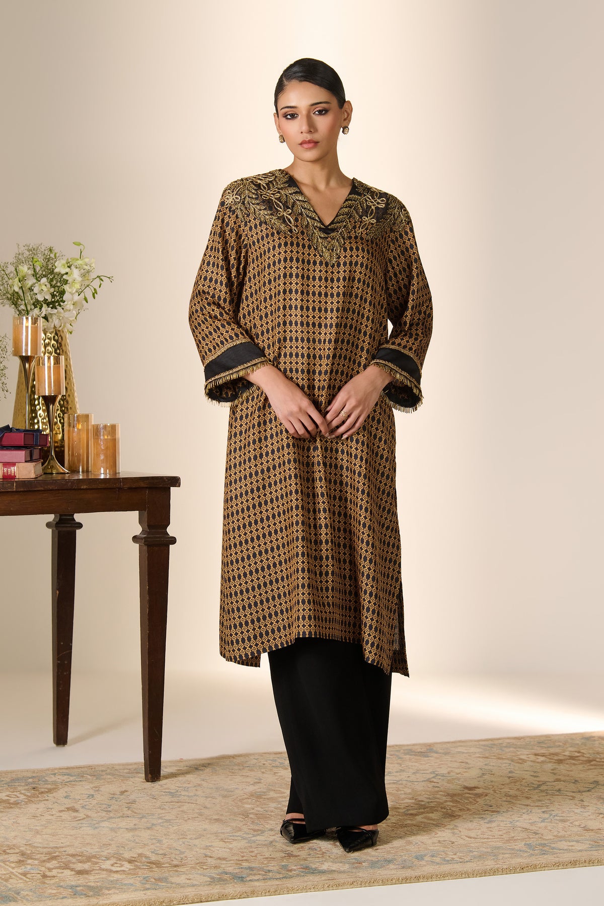 Mustard Black Heritage Print