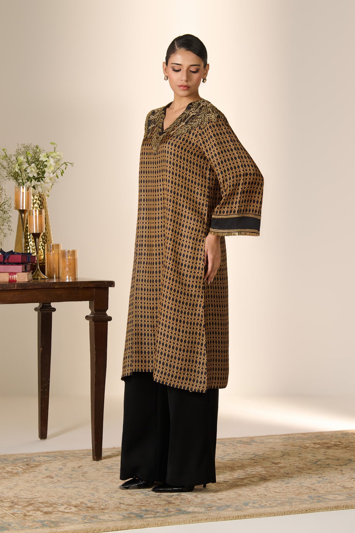 Mustard Black Heritage Print