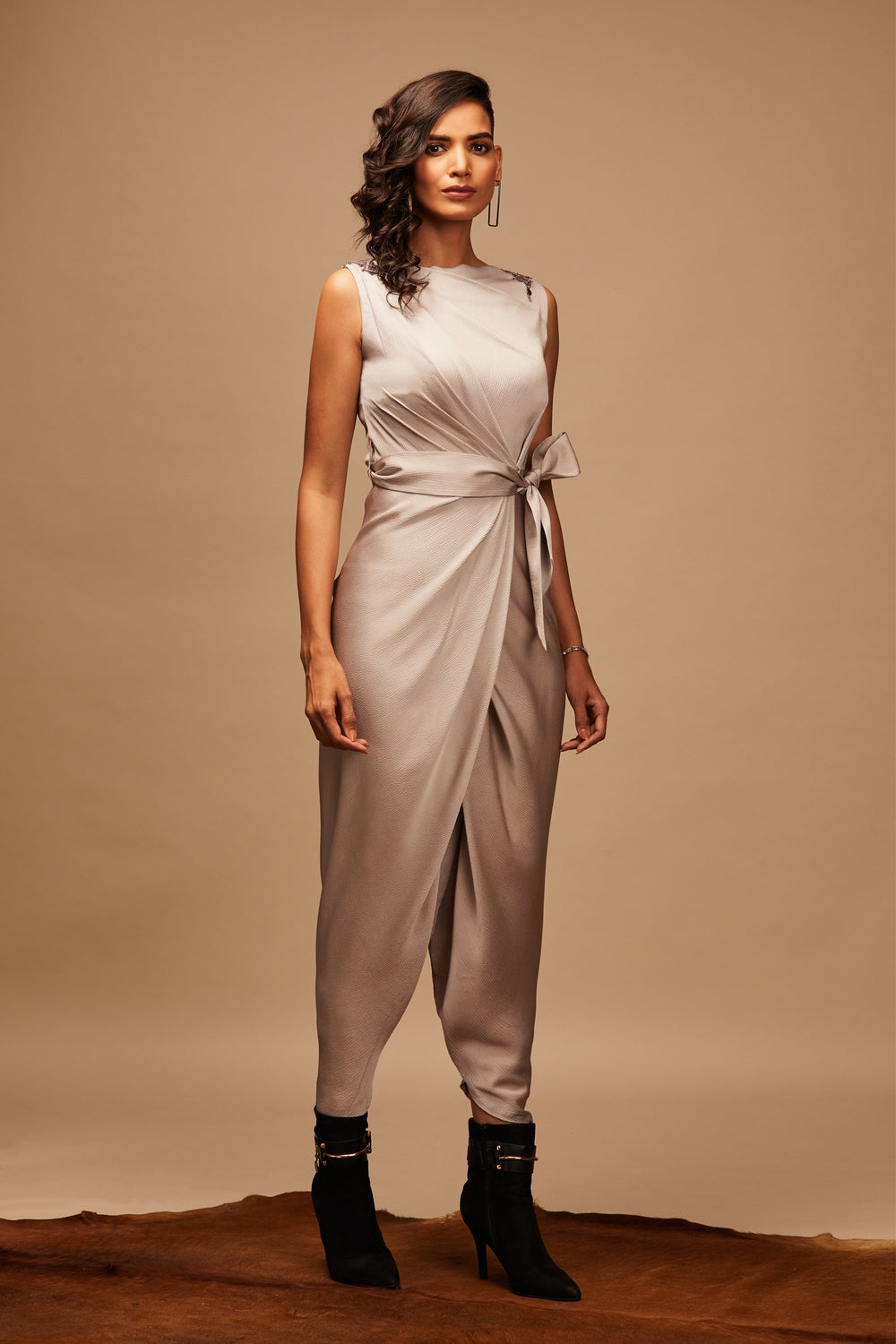 Satin Jumpsuit with Embellishment
