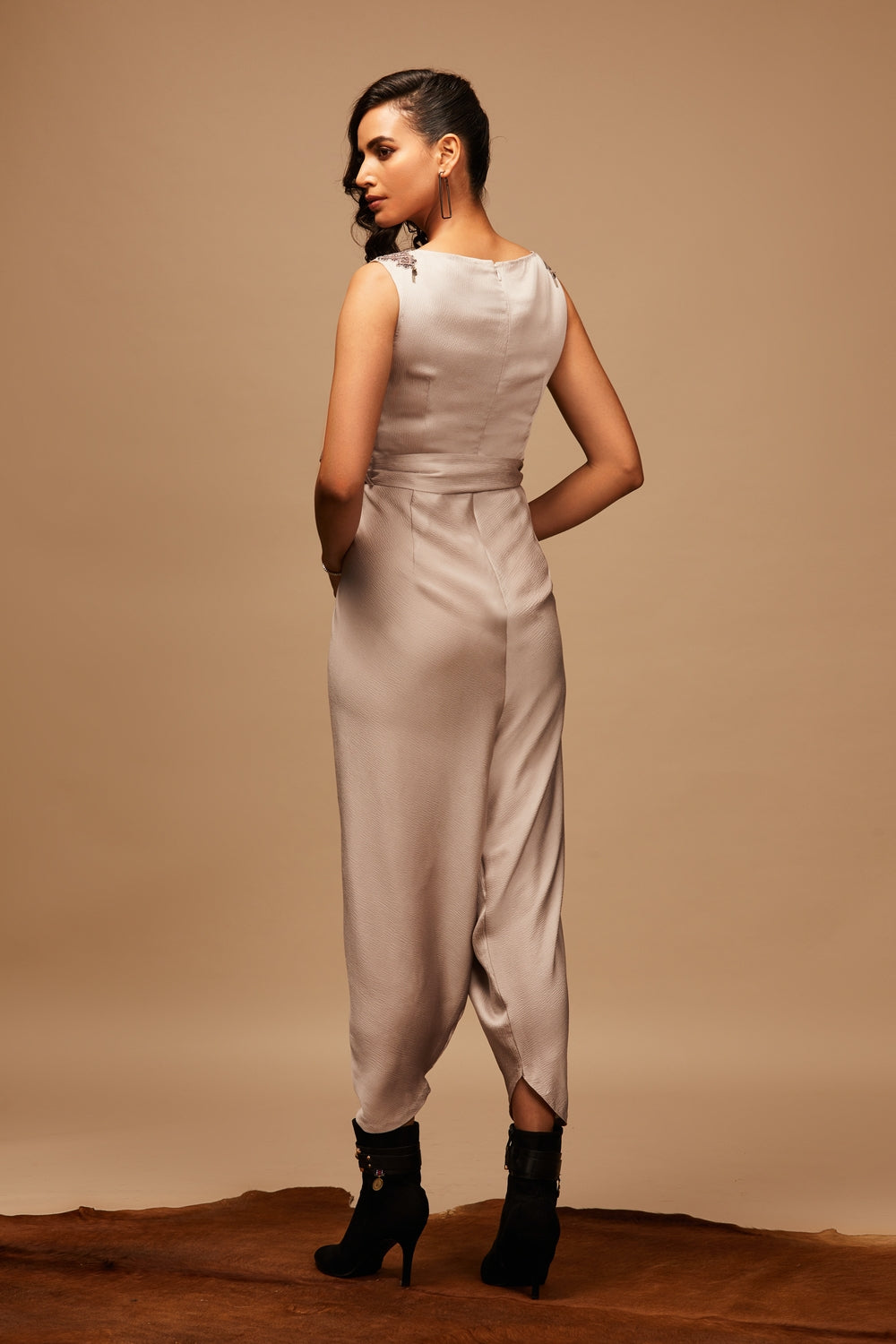 Satin Jumpsuit with Embellishment