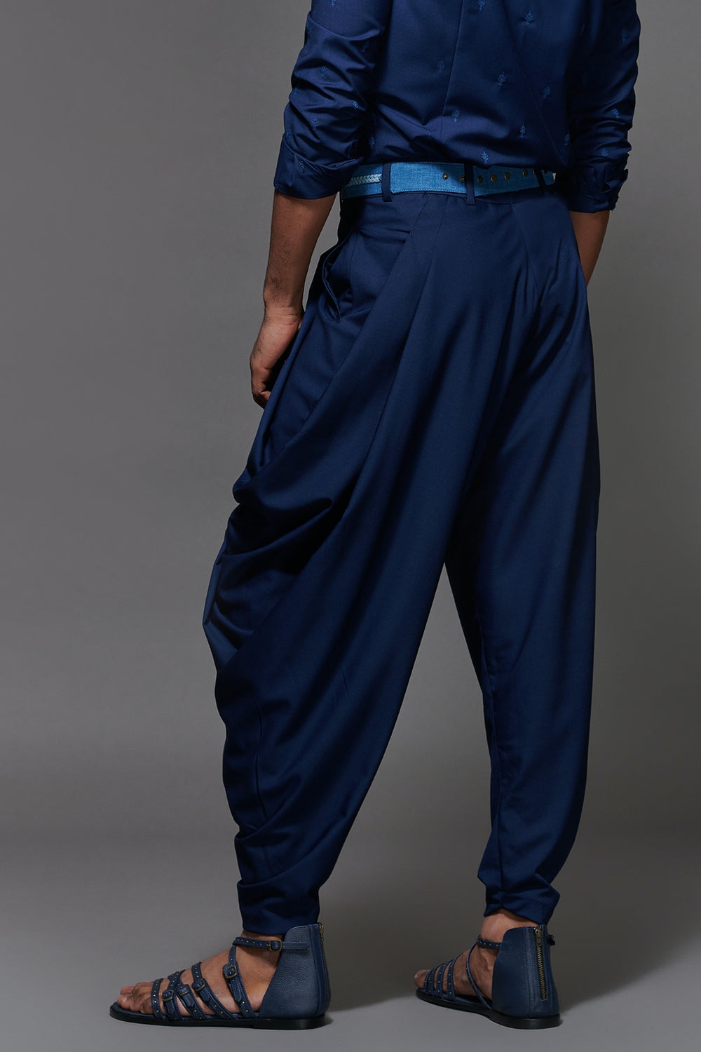 Navy Drape Cowl Pants