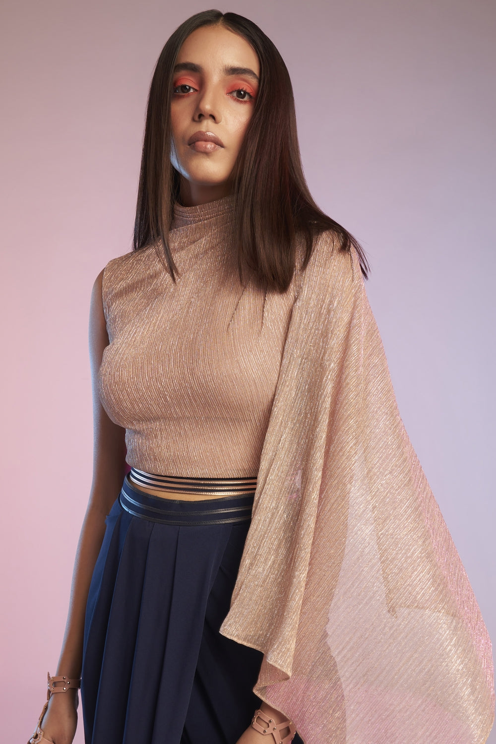 Metallic Georgette Crop Top