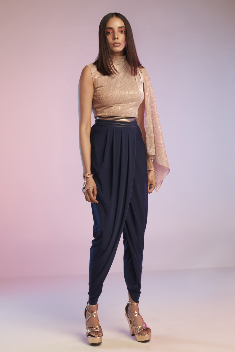 Metallic Georgette Crop Top